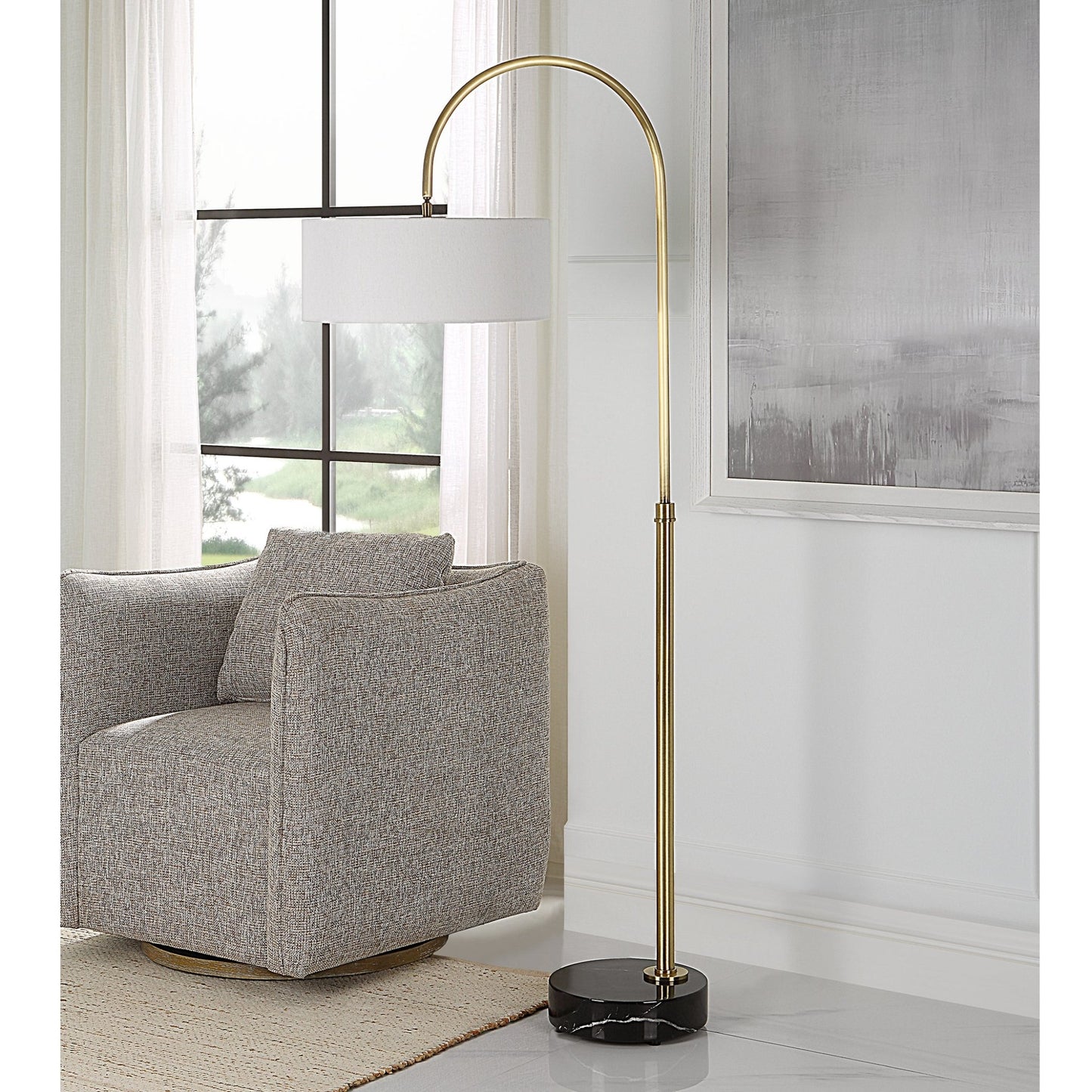 Huxford Brass Arch Floor Lamp.