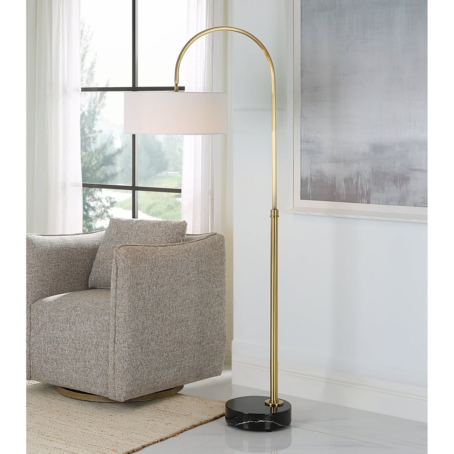 Huxford Brass Arch Floor Lamp.