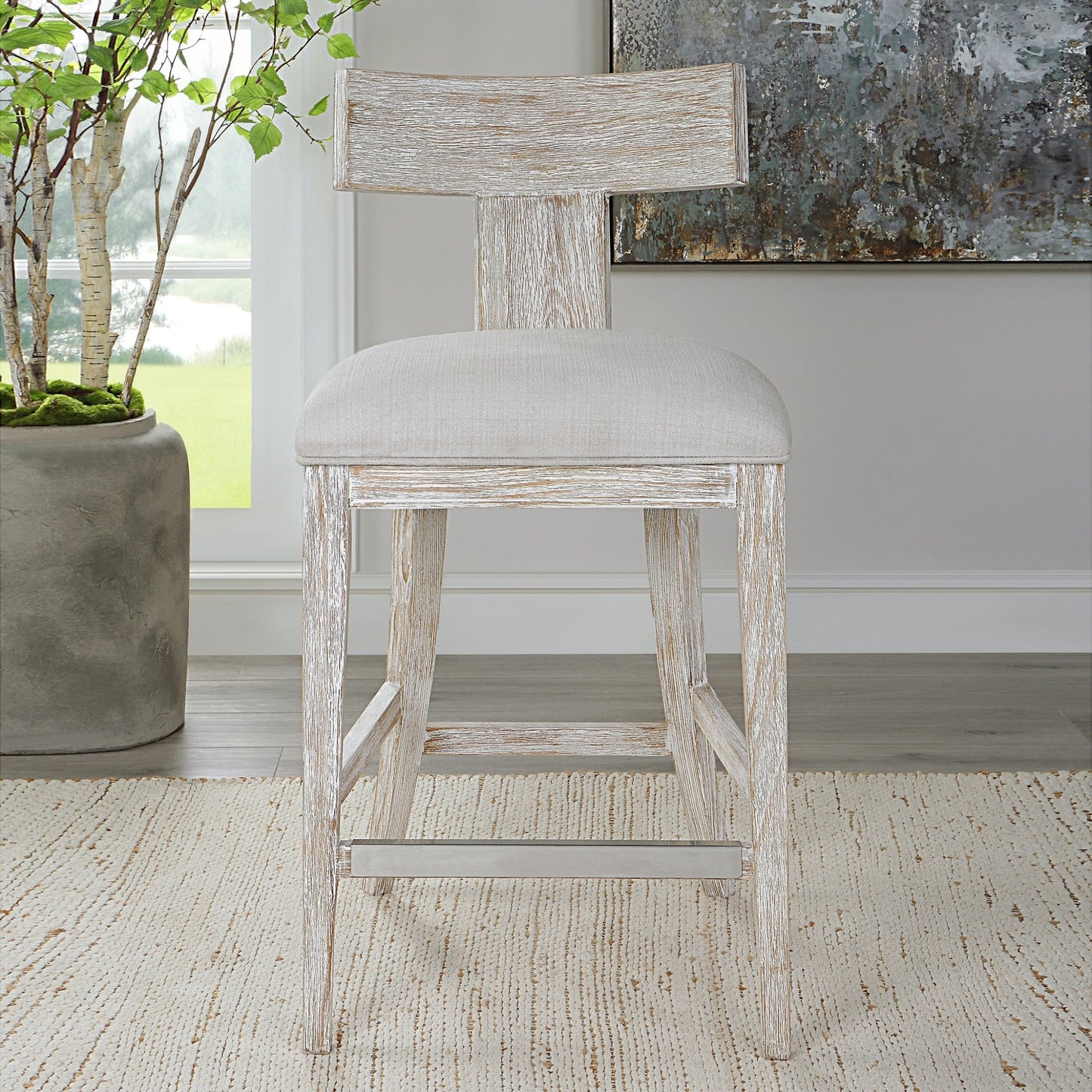 Idris White Counter Stool.