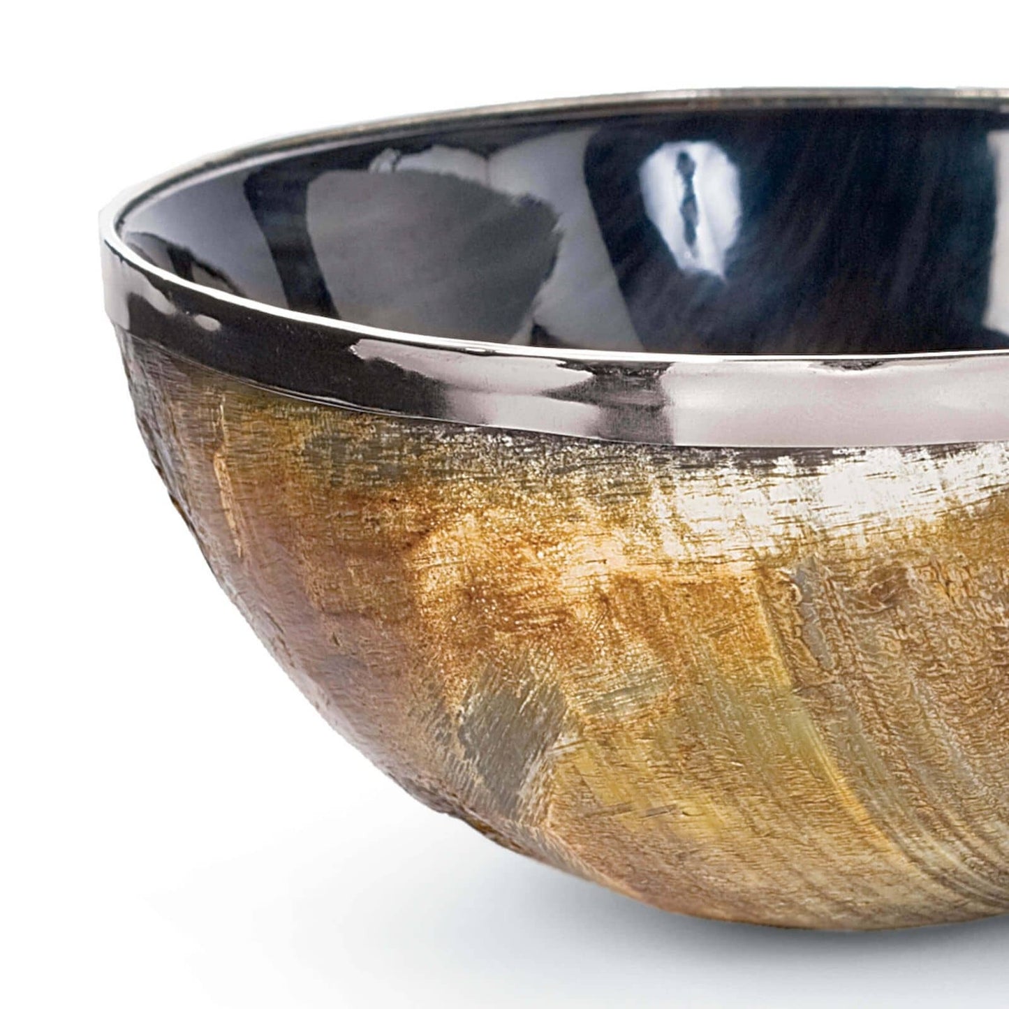 Polished Horn And Brass Bowl.