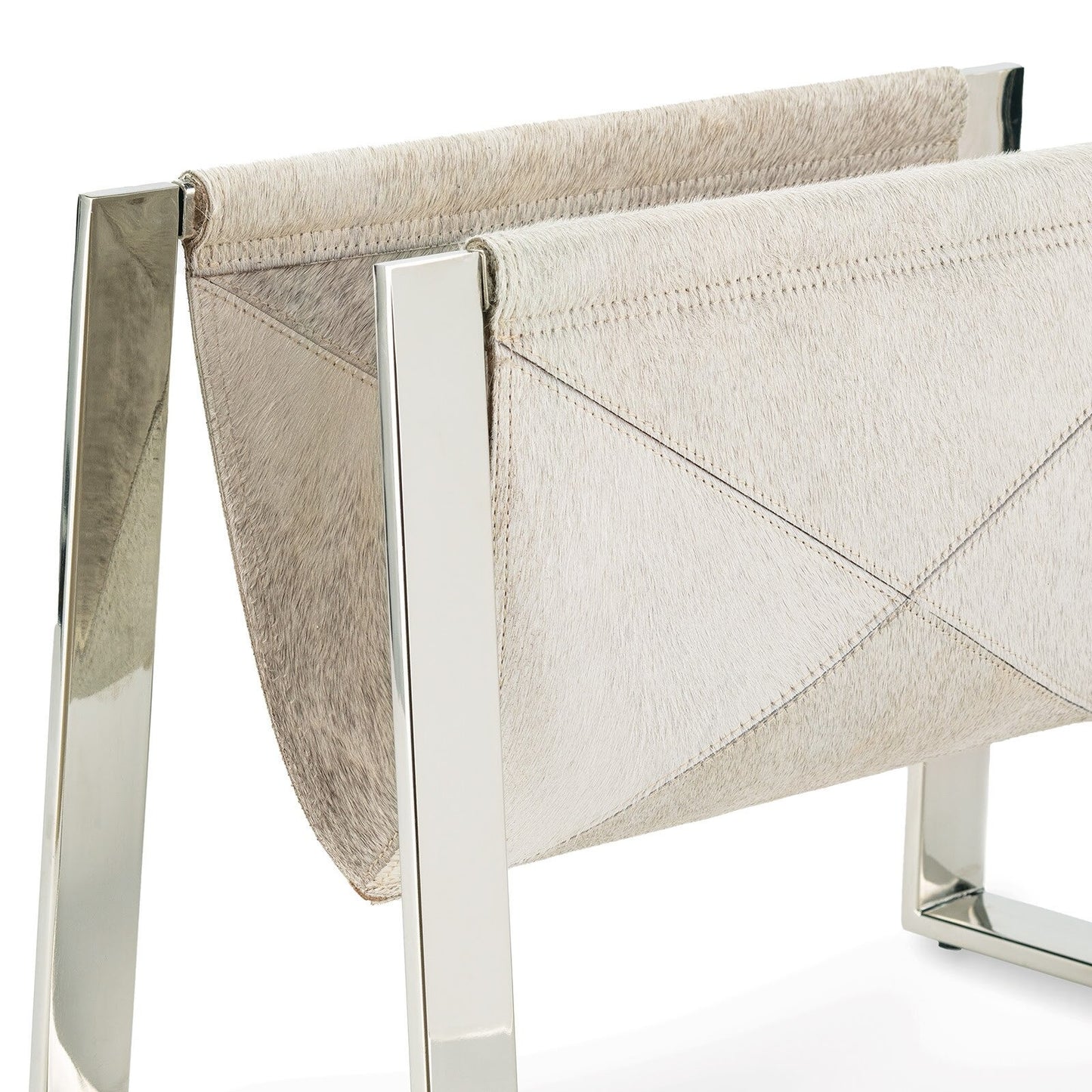 Andres Hair on Hide Magazine Rack (Polished Nickel).
