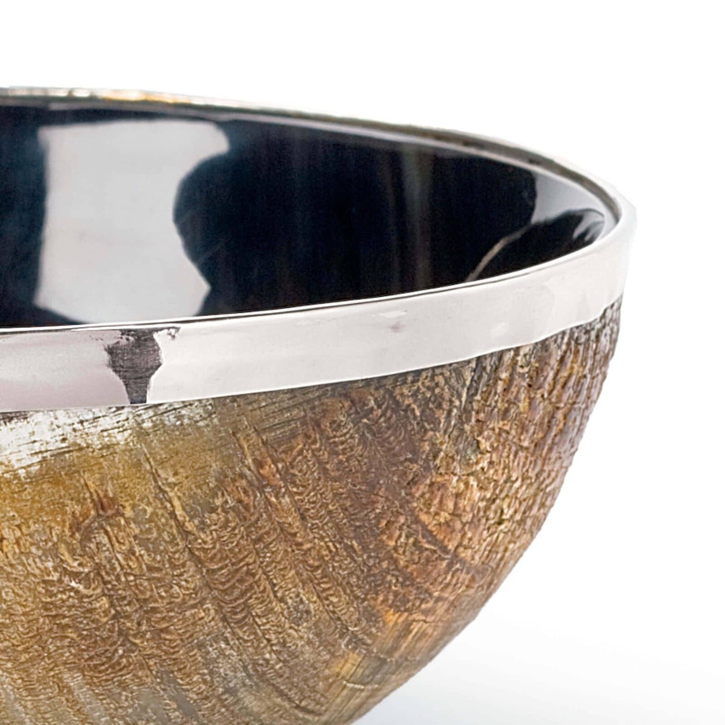 Polished Horn And Brass Bowl.