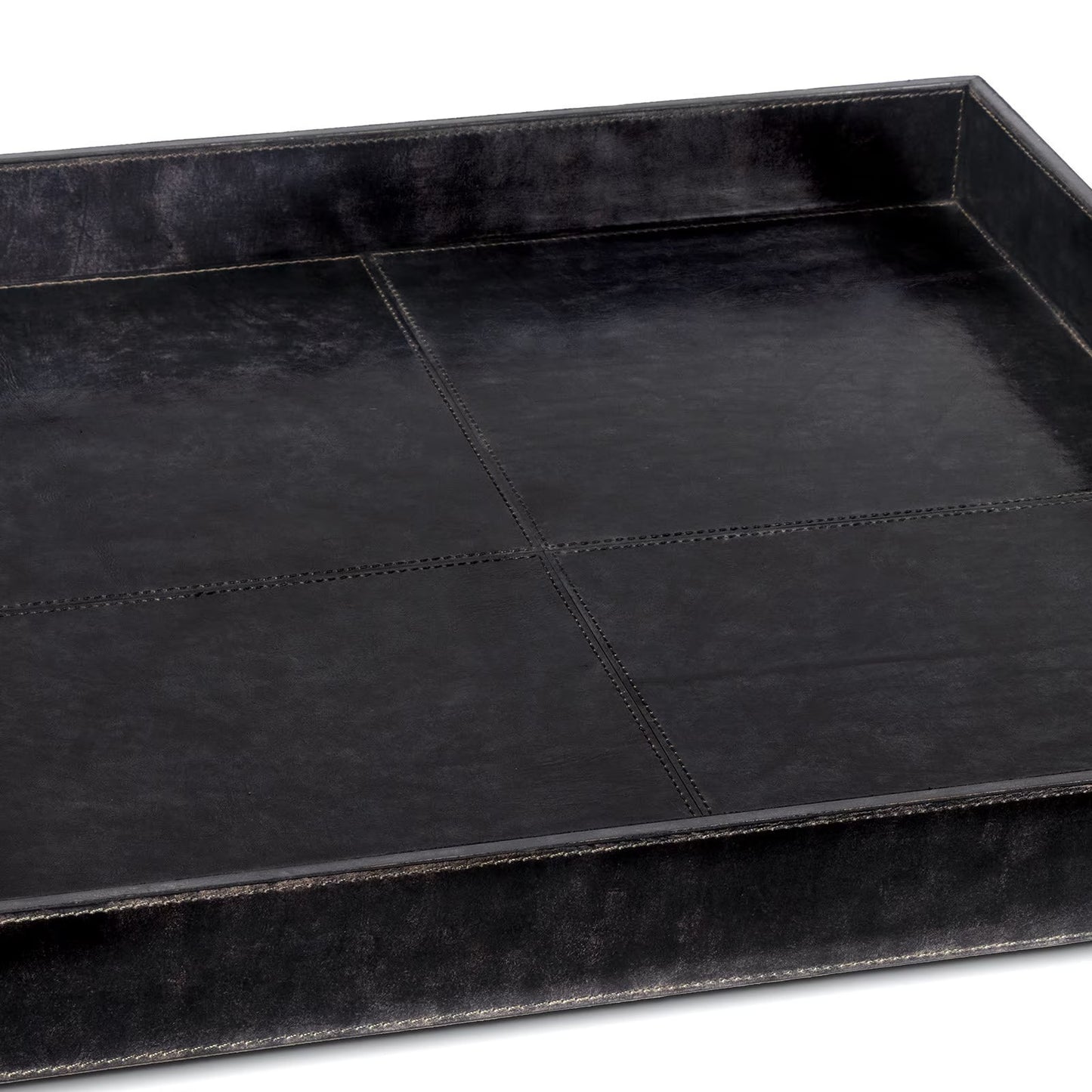 Derby Square Leather Tray (Black).