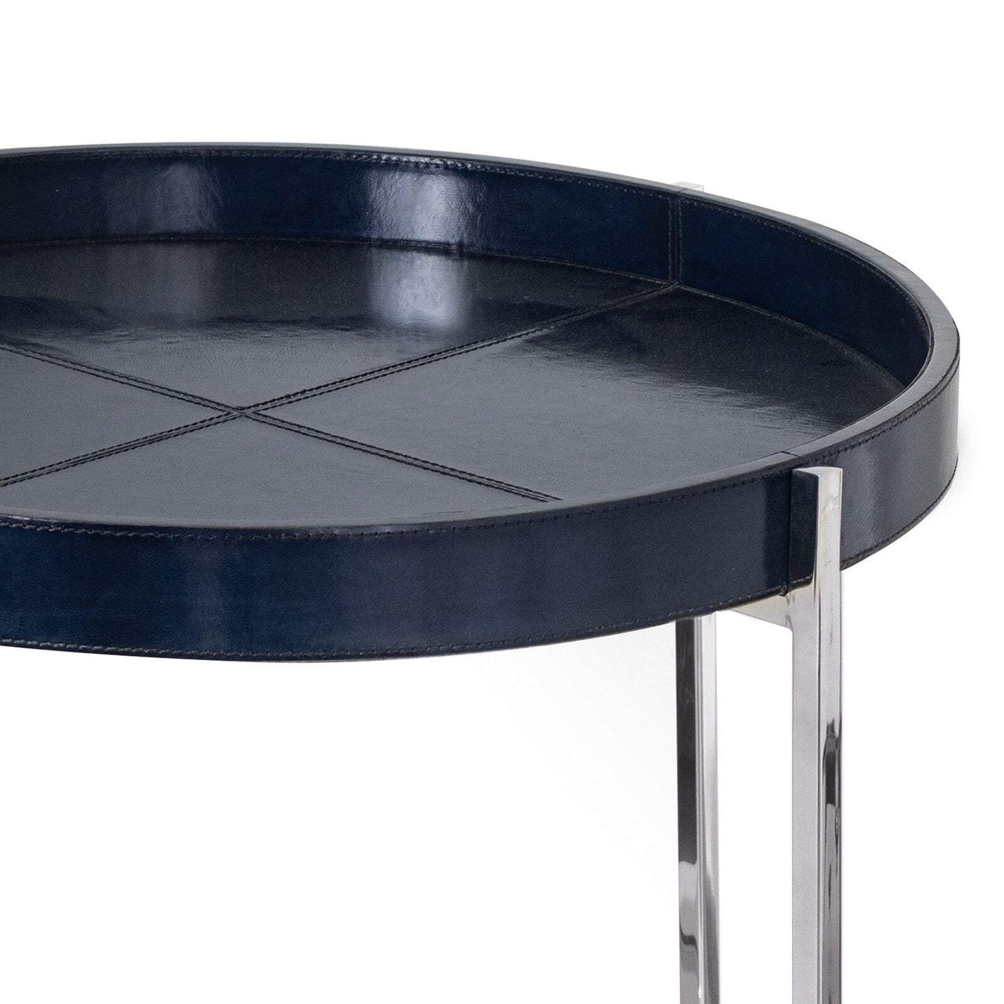Derby Leather Tray Table (Blue).