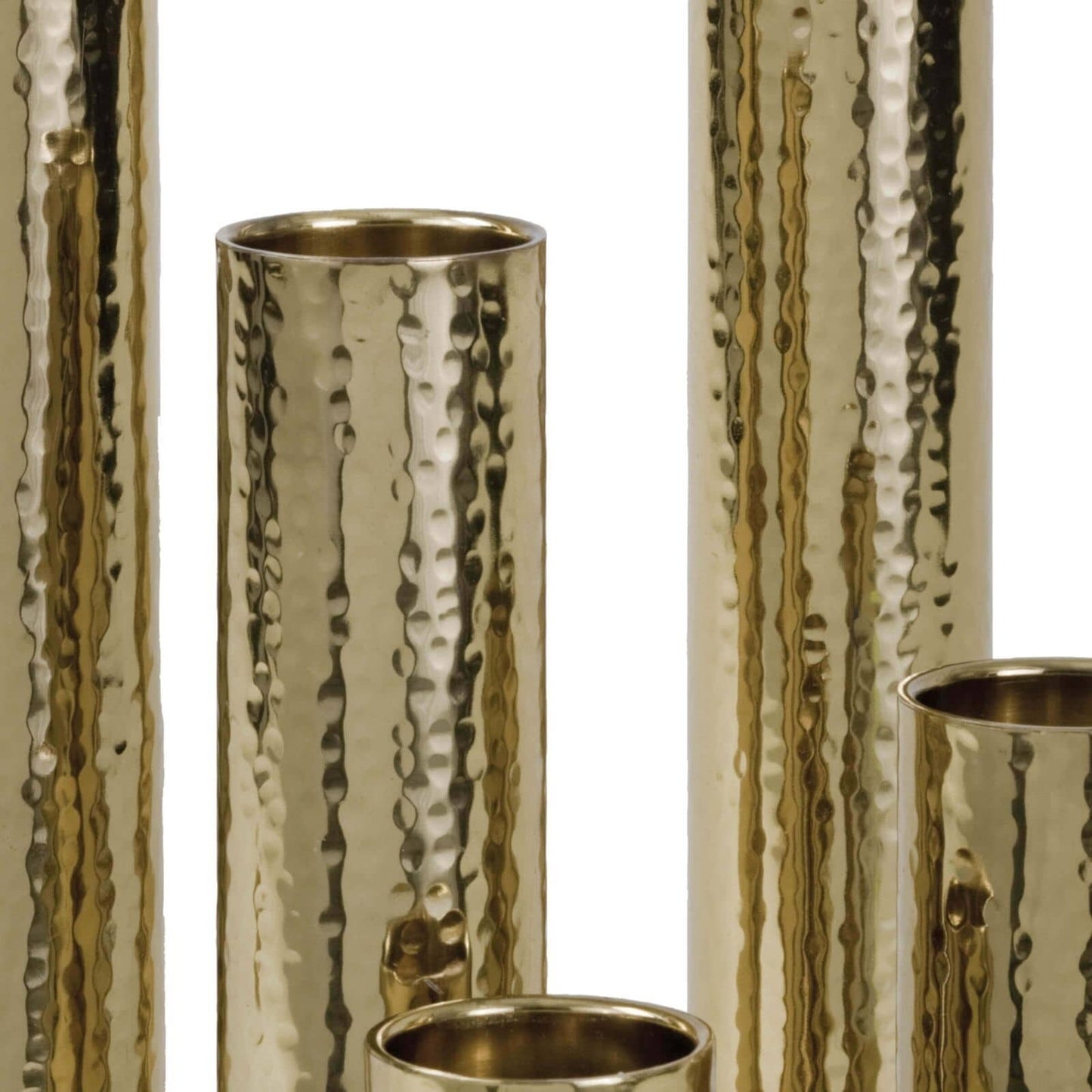 Hammered Bud Vase Set (Polished Brass).
