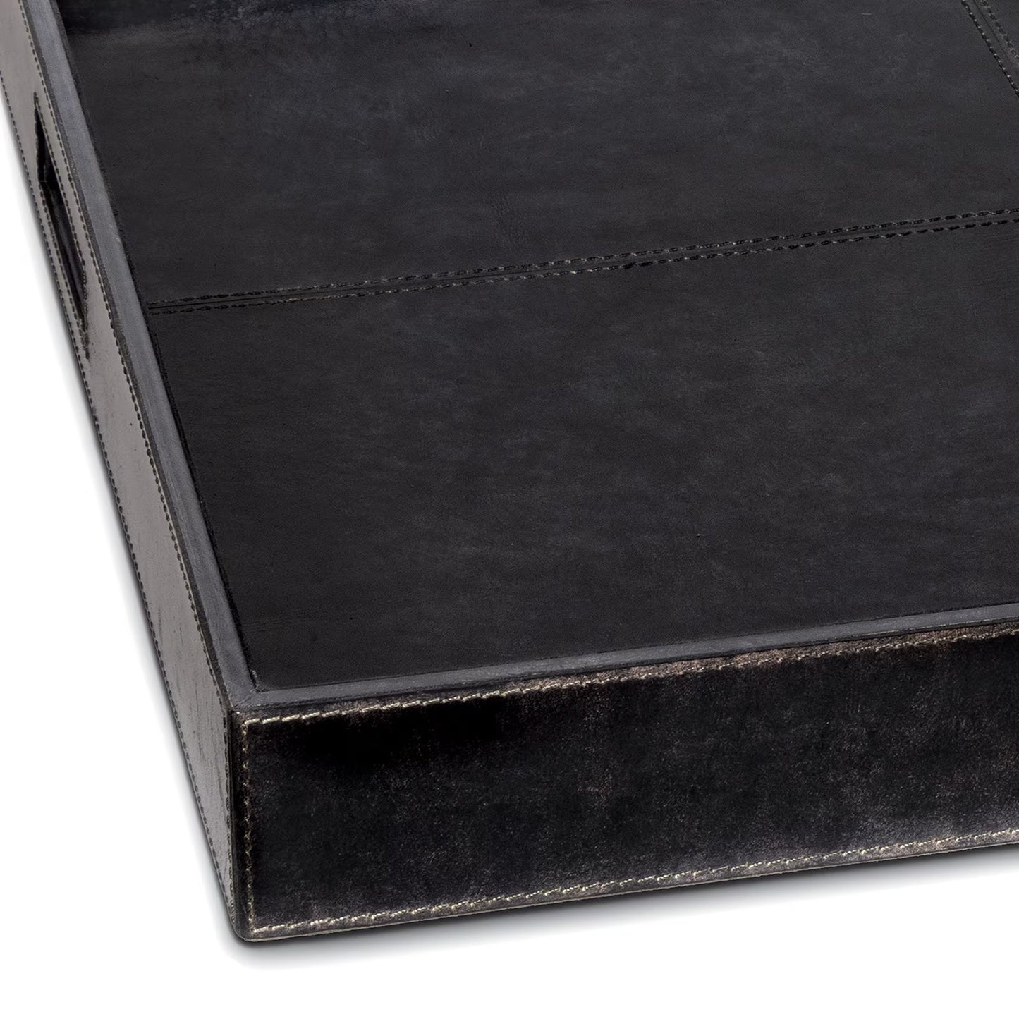 Derby Square Leather Tray (Black).