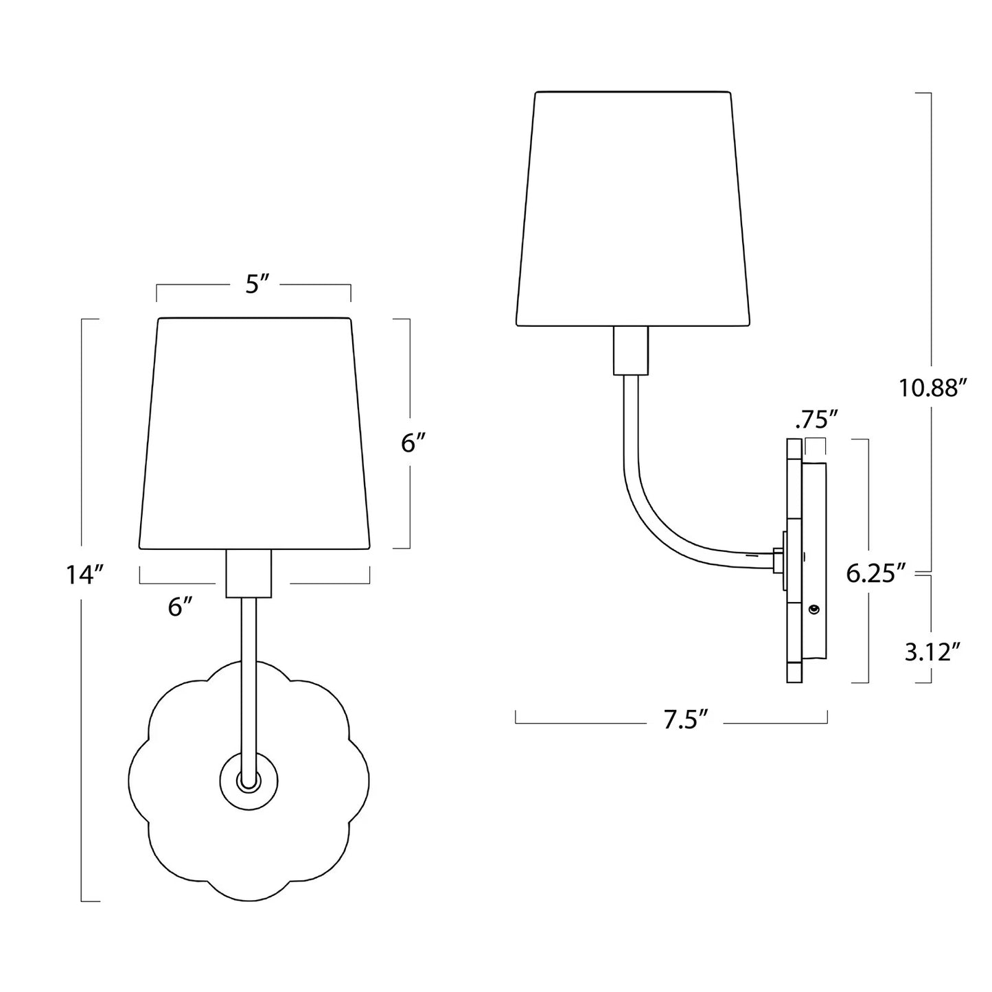 Camilla Bent Arm Sconce.