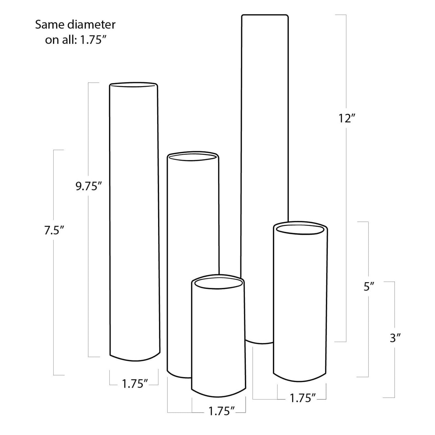 Hammered Bud Vase Set (Polished Brass).