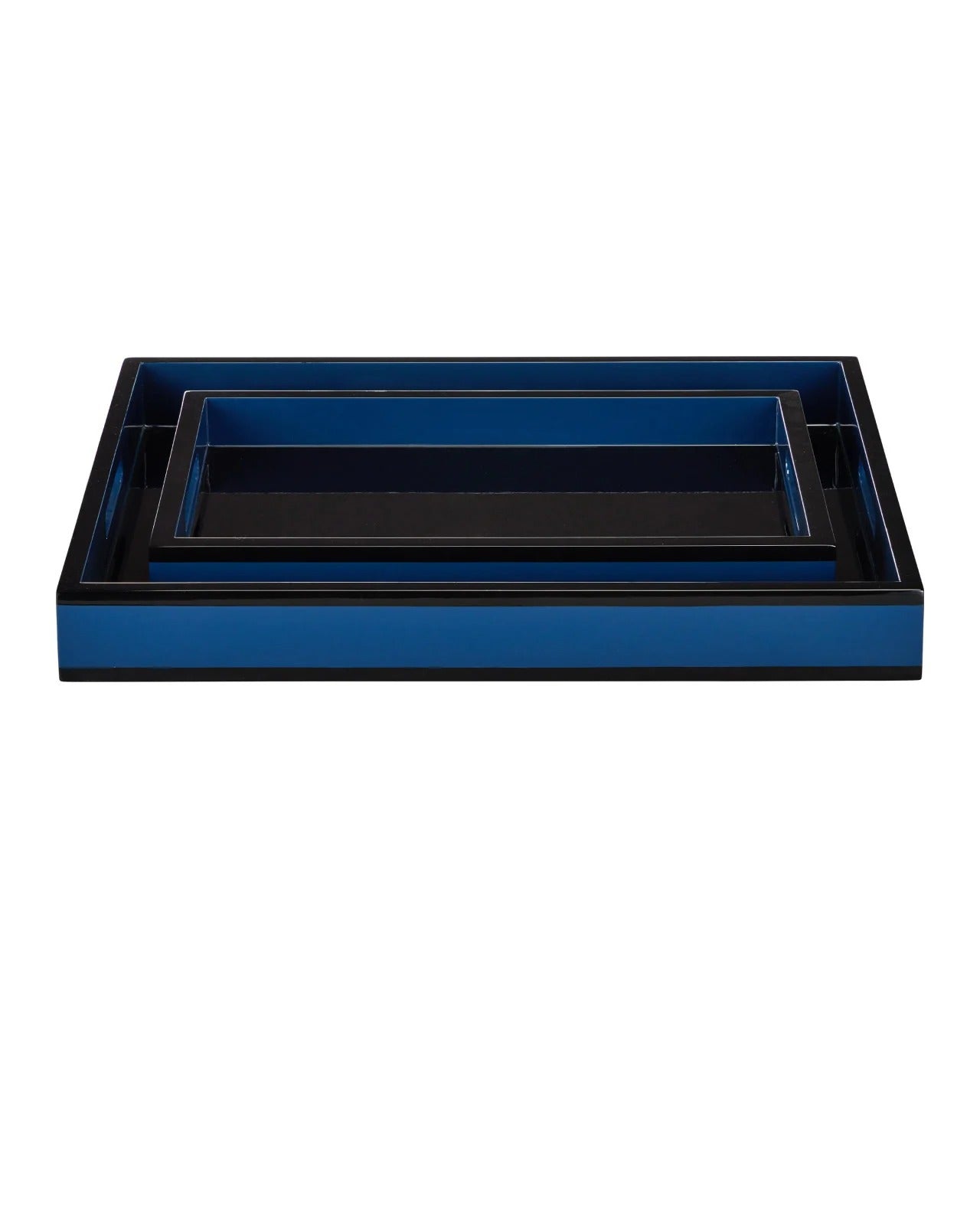 Navy Lacquer Tray Set of 2.