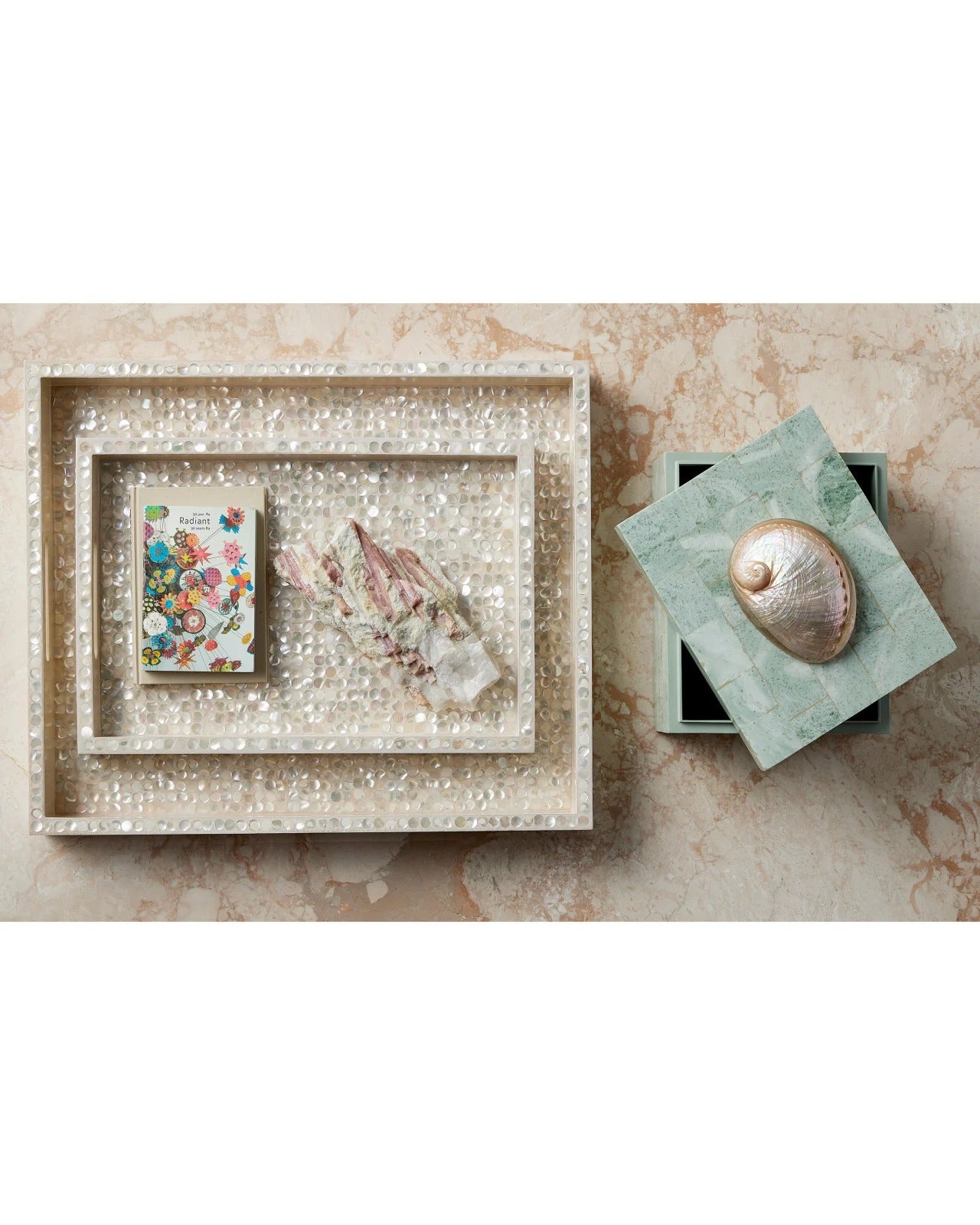 Gerri Dot Mother of Pearl Tray Set of 2.