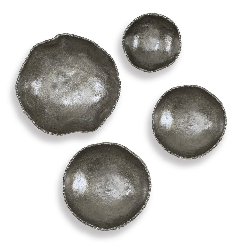 Lucky Coins Outdoor Metal Wall Decor Set of 4 - Nickel.
