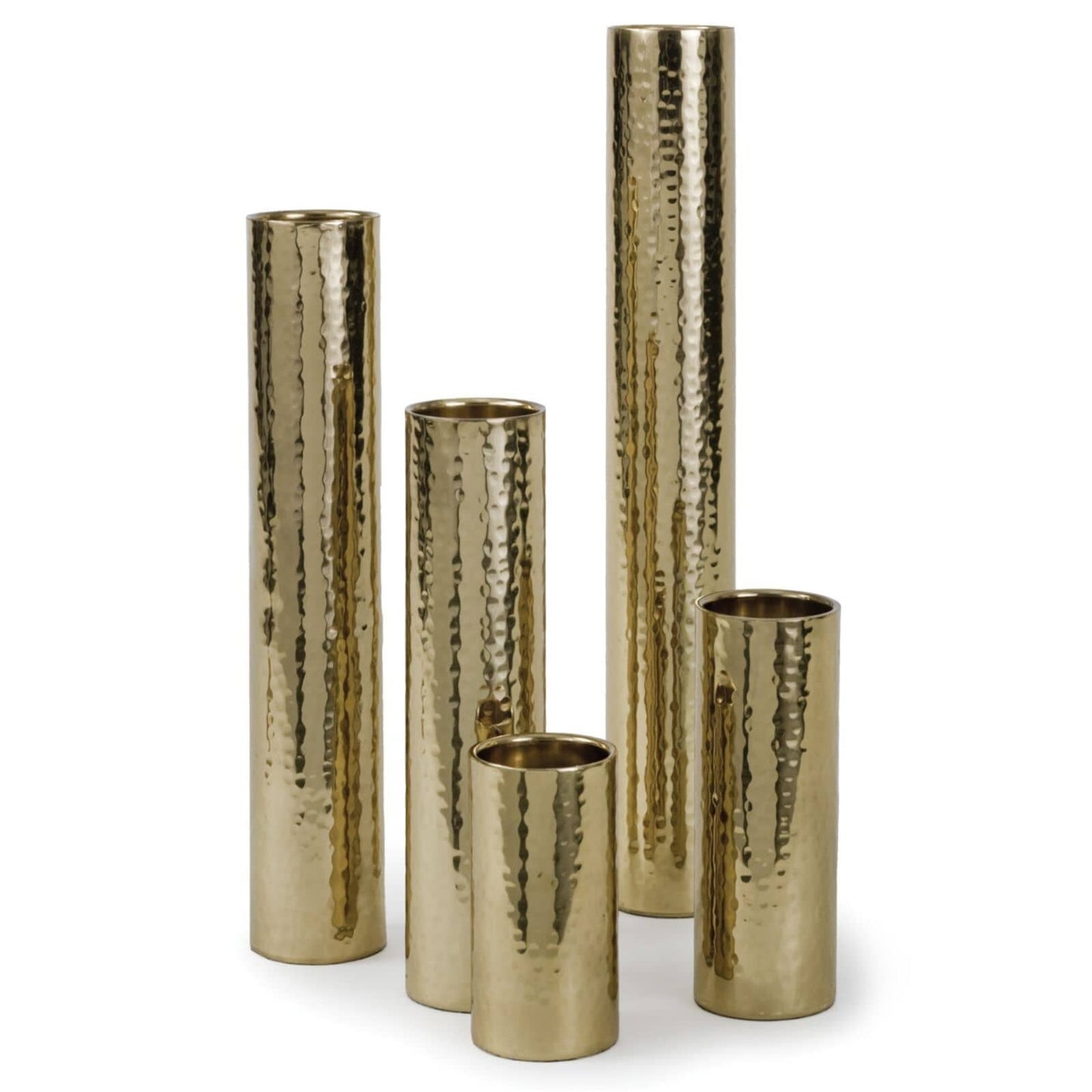 Hammered Bud Vase Set (Polished Brass).