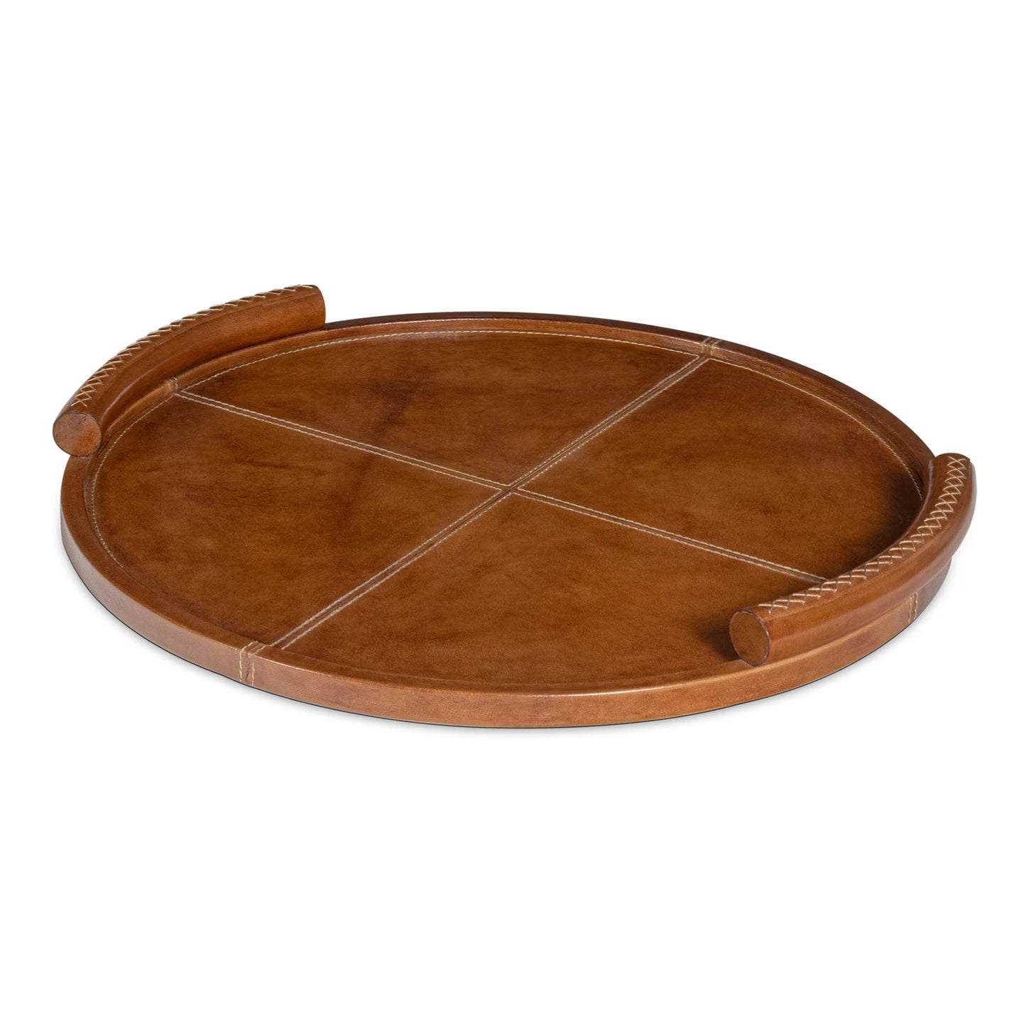 Forte Leather Tray Round (Cognac).