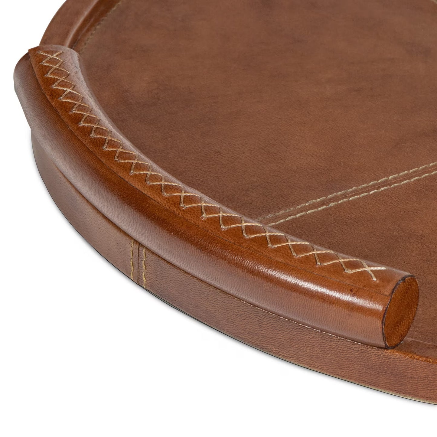 Forte Leather Tray Round (Cognac).