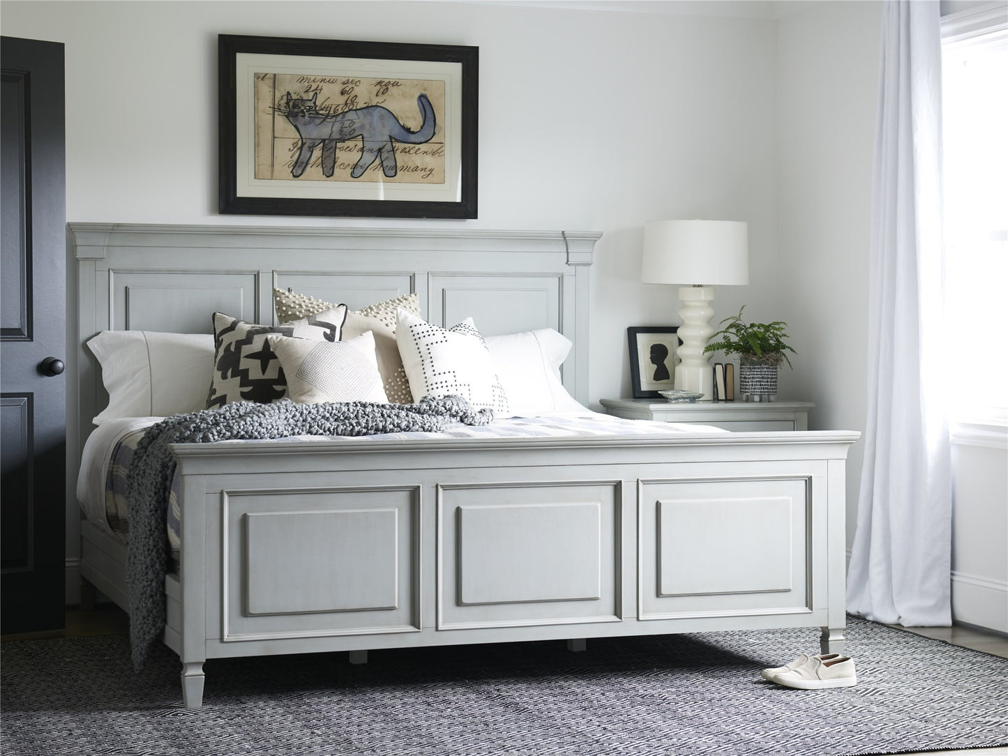 Summer Hill - French Gray Queen Panel Bed.