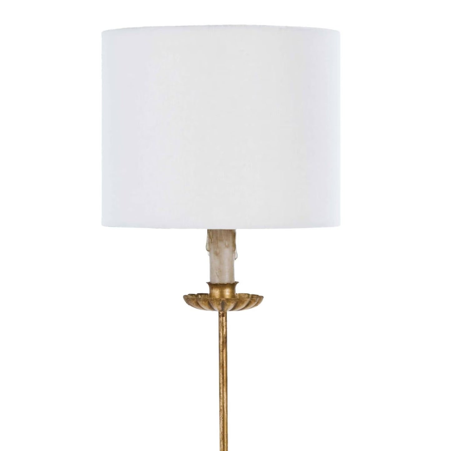 Clove Stem Buffet Table Lamp With Natural Linen Shade.