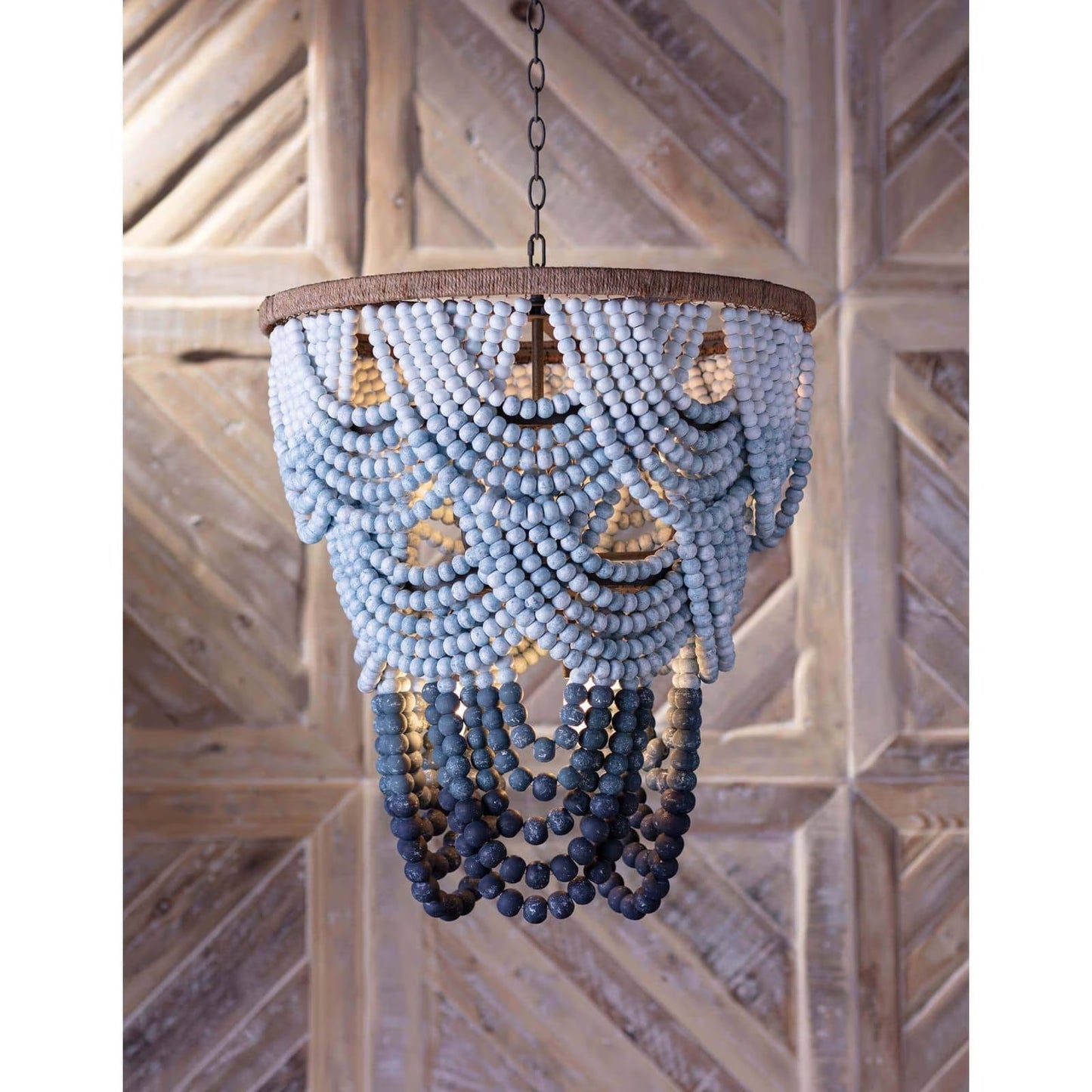 Ombre Wood Bead Chandelier.