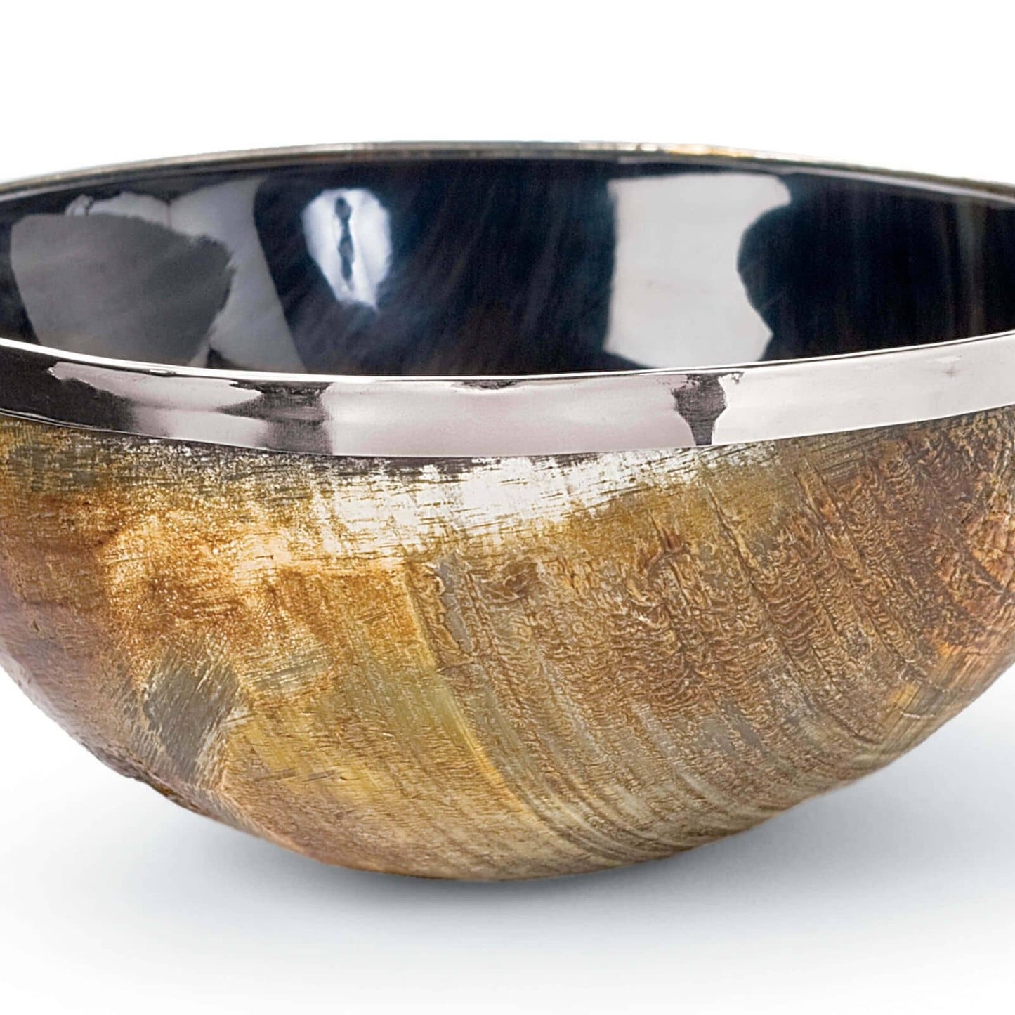 Polished Horn And Brass Bowl.