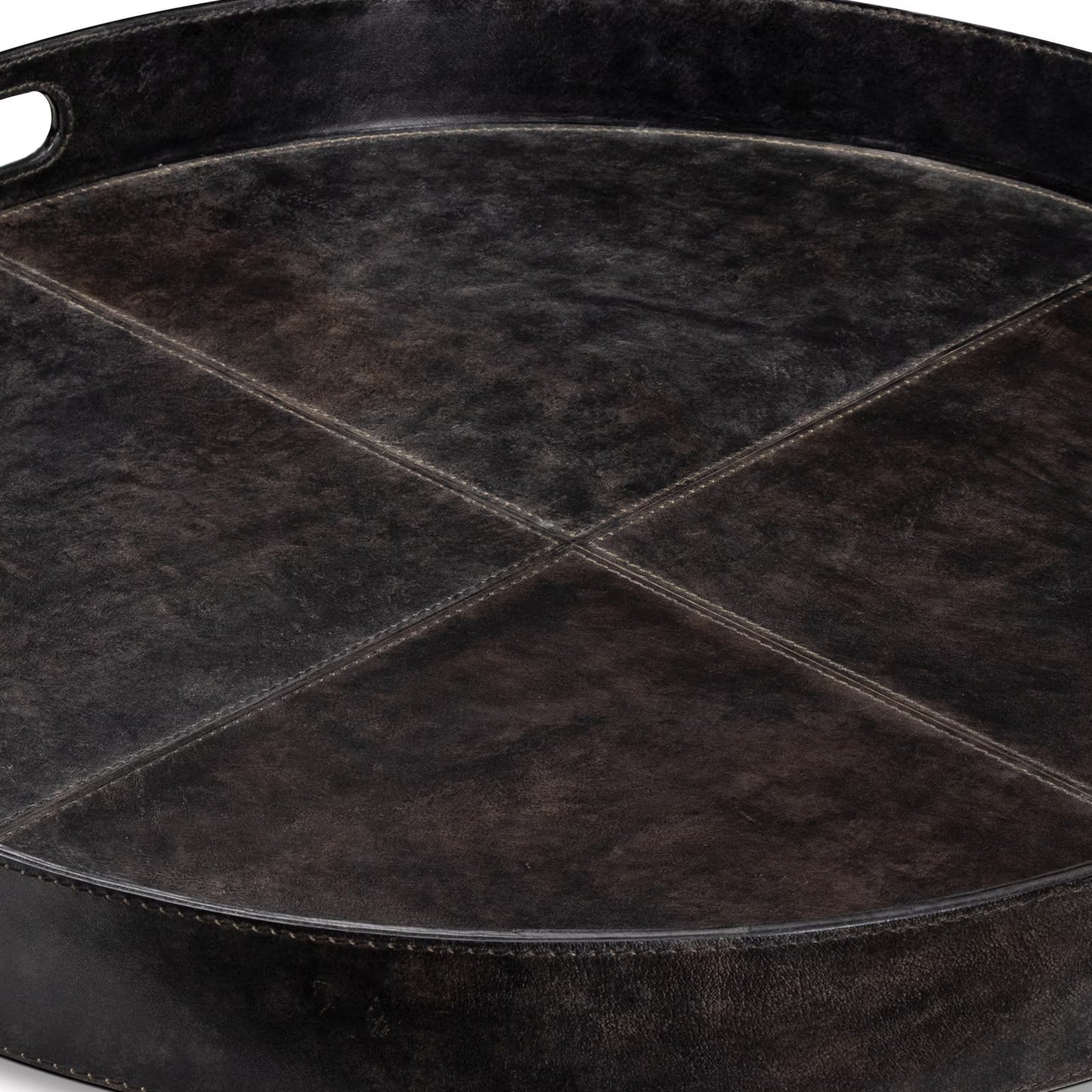 Derby Round Leather Tray (Black).