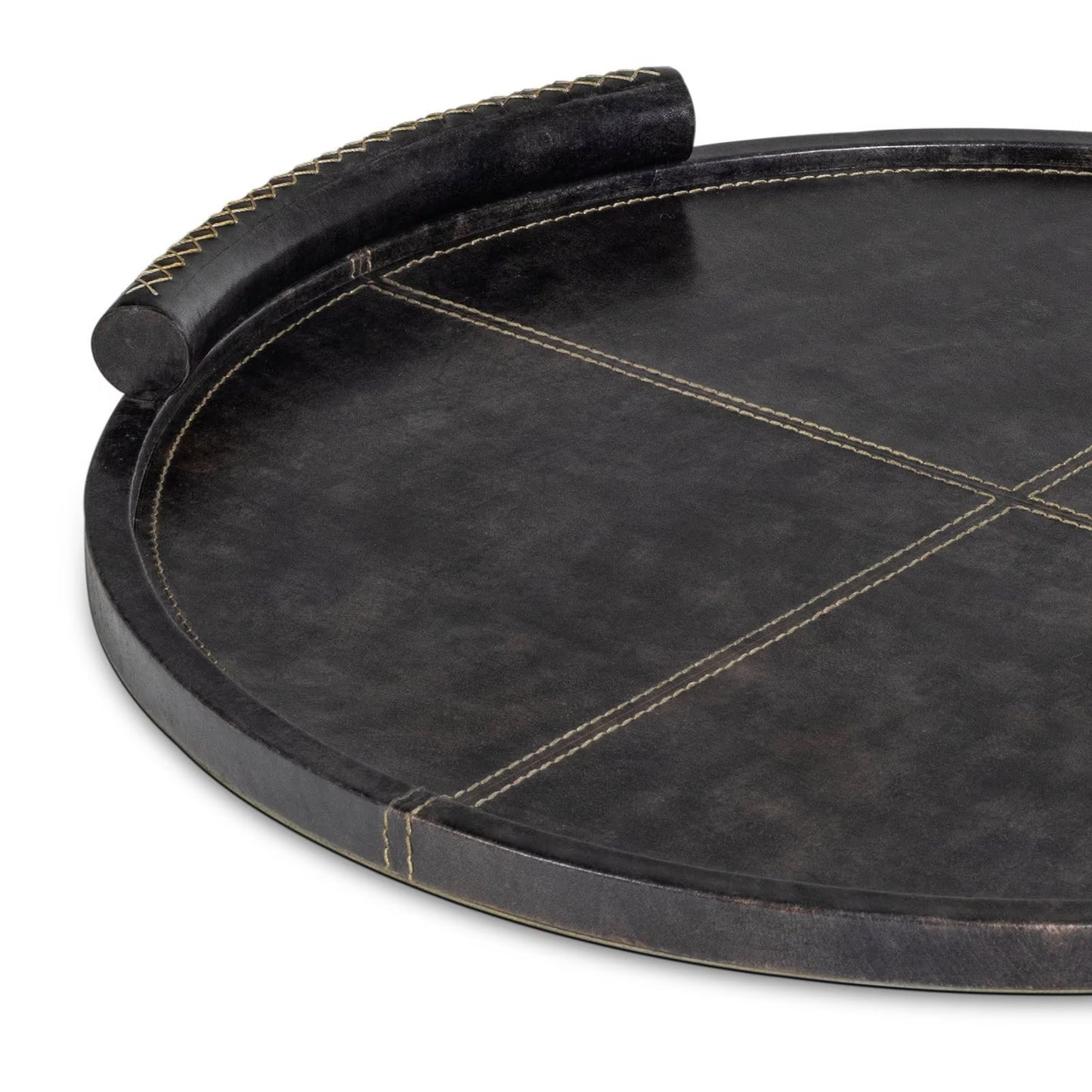 Forte Leather Tray Round (Black).