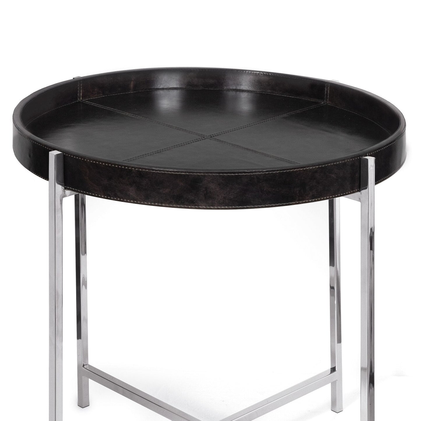 Derby Leather Tray Table (Black).
