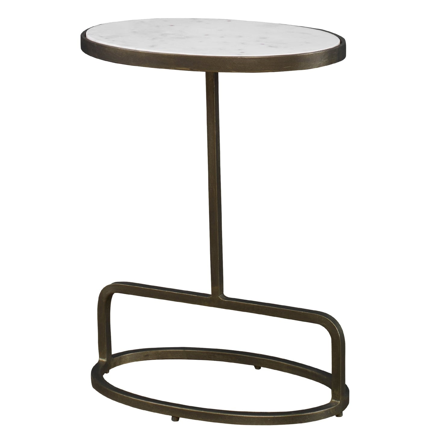 Jessenia White Marble Accent Table.