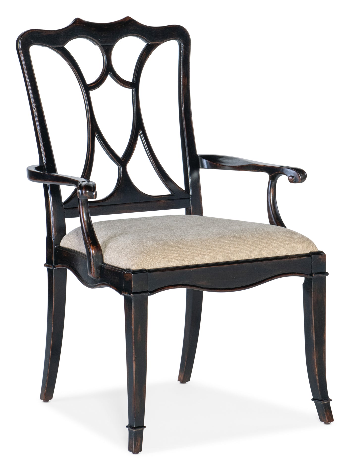 Charleston Upholstered Seat Arm Chair - Black Cherry.