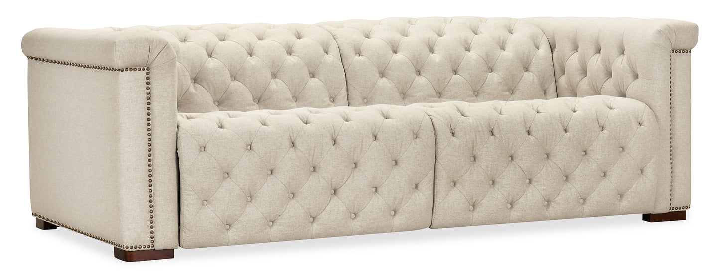 Savion Deux Sofa with Power Recliners and Power Headrests - Aries Beach.