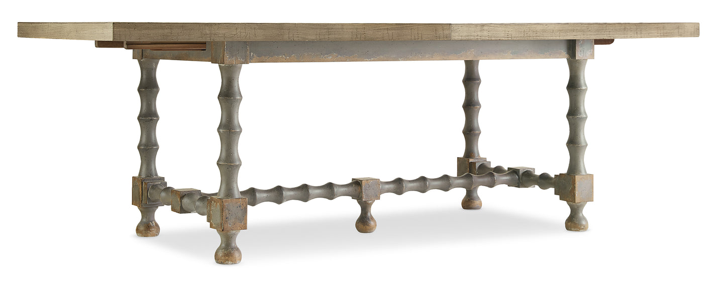 Ciao Bella 84in Trestle Table with 2-18in Leaves-Natural/Gray.