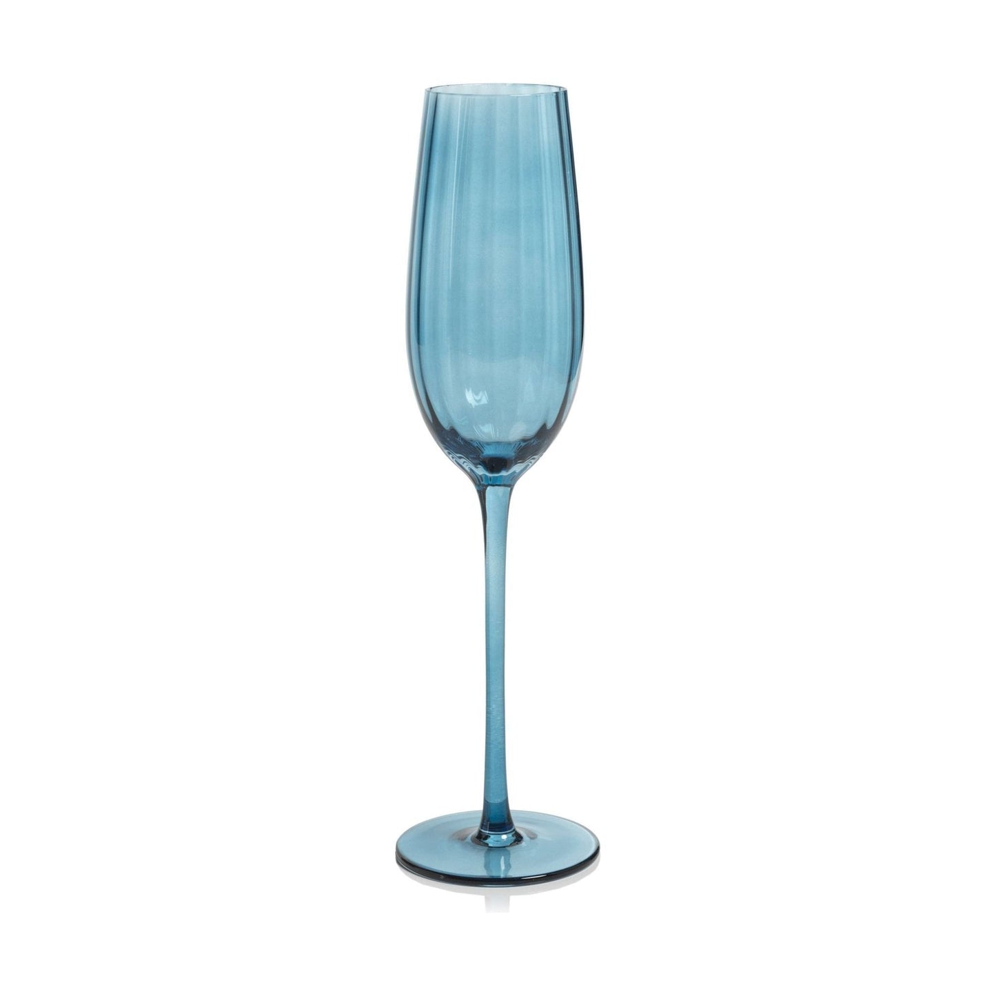 Madeleine Optic Champagne Flute Blue Azure Glass - Set of 4.