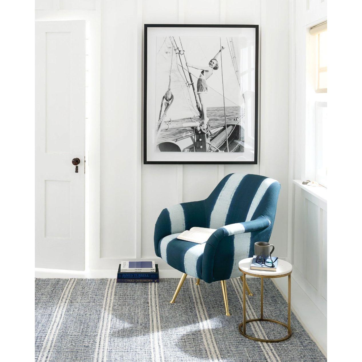 Malta Blue Handwoven Wool Rug.