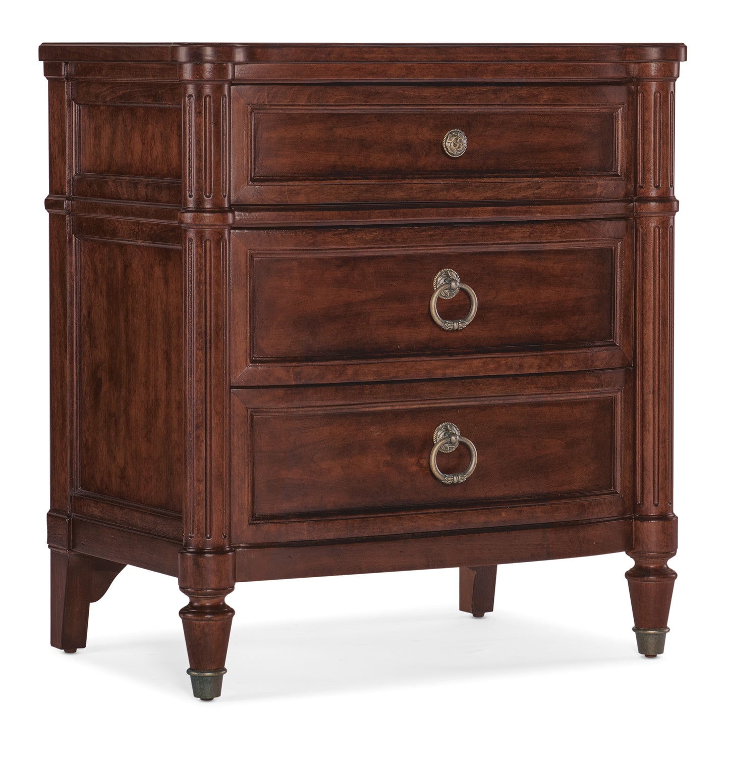 Charleston Three-Drawer Nightstand - Maraschino Cherry.