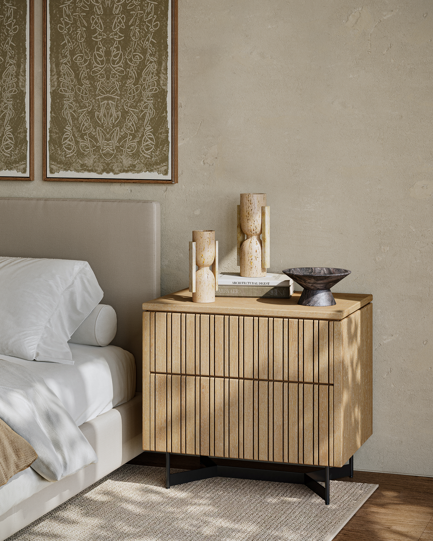 Stone Vase, Face to Face Set of 2.