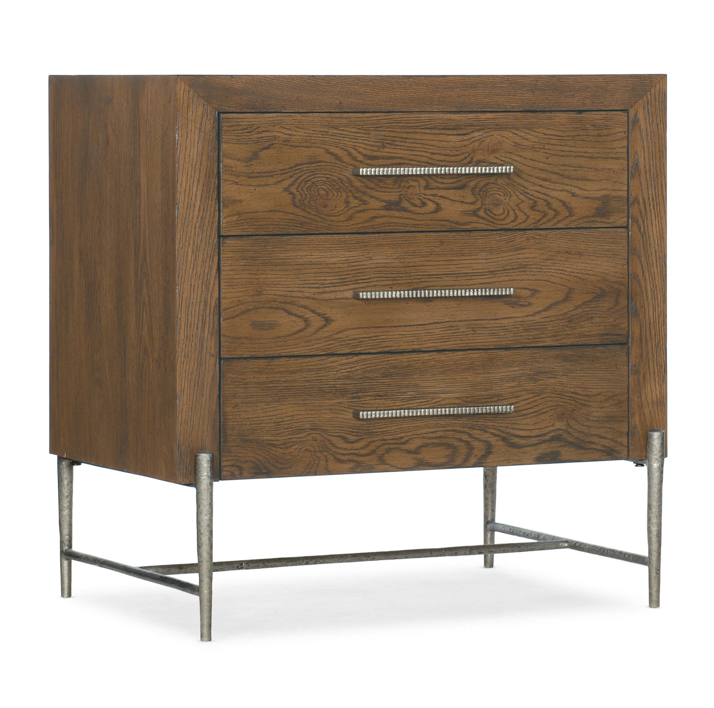 Chapman Three-Drawer Nightstand - Metal Base.
