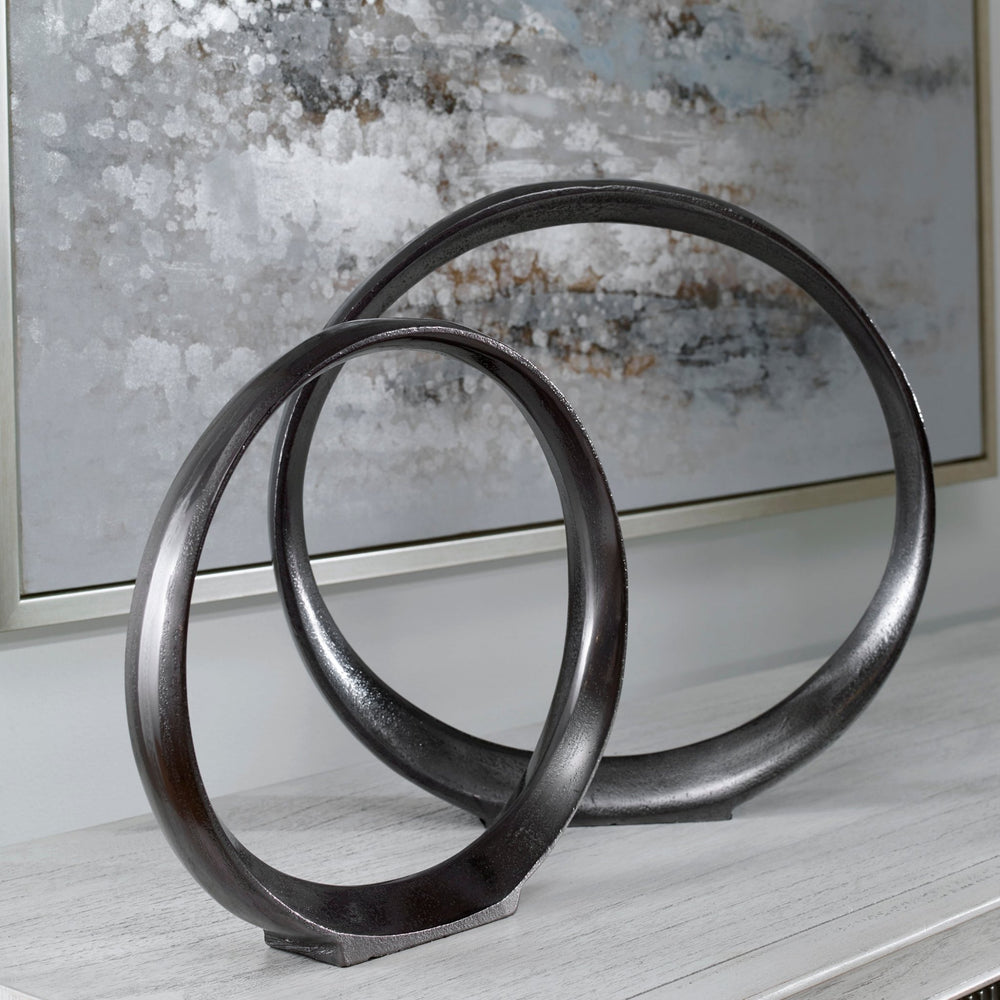 Orbits Black Ring Sculptures, S/2 - #shop_name Accessories