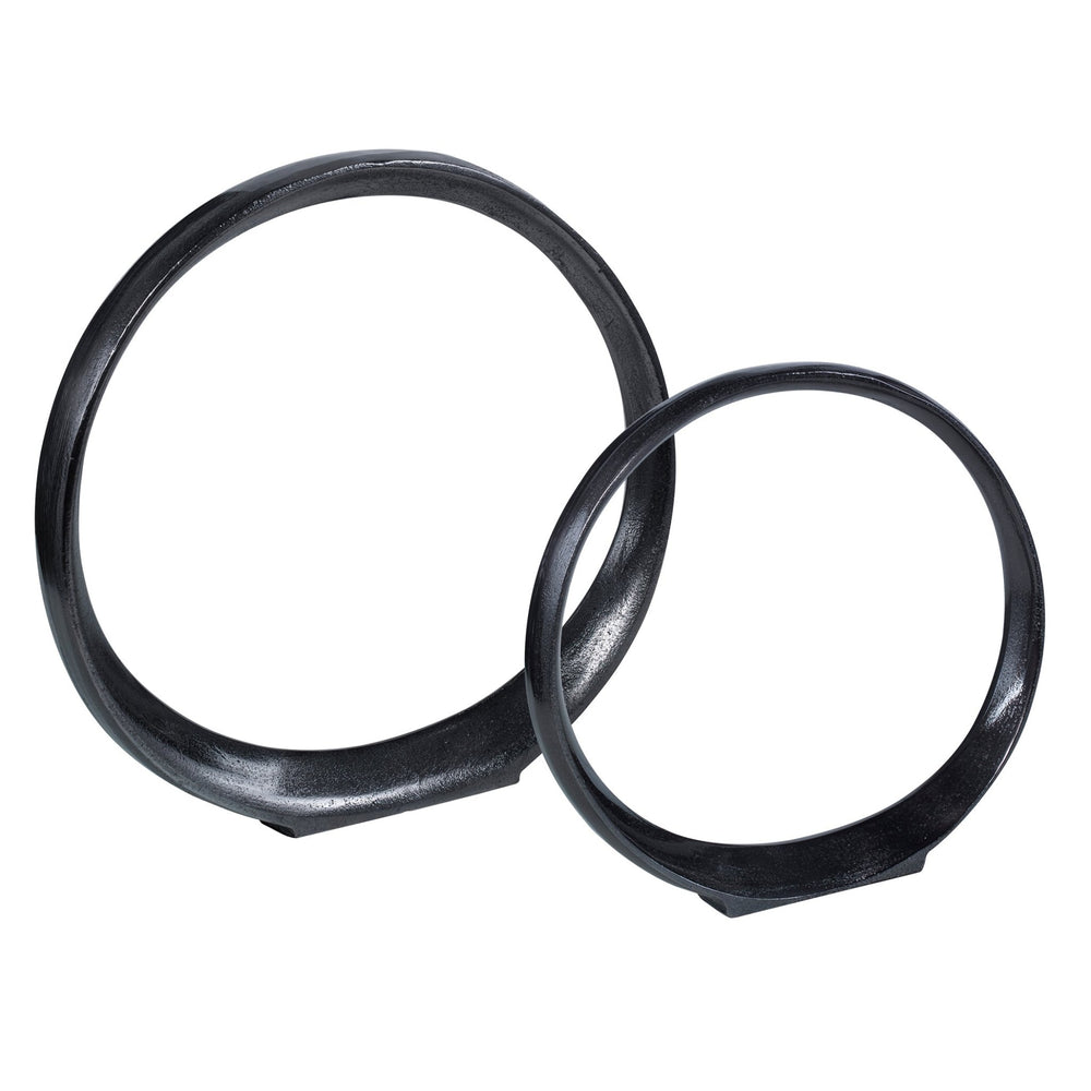 Orbits Black Ring Sculptures, S/2 - #shop_name Accessories