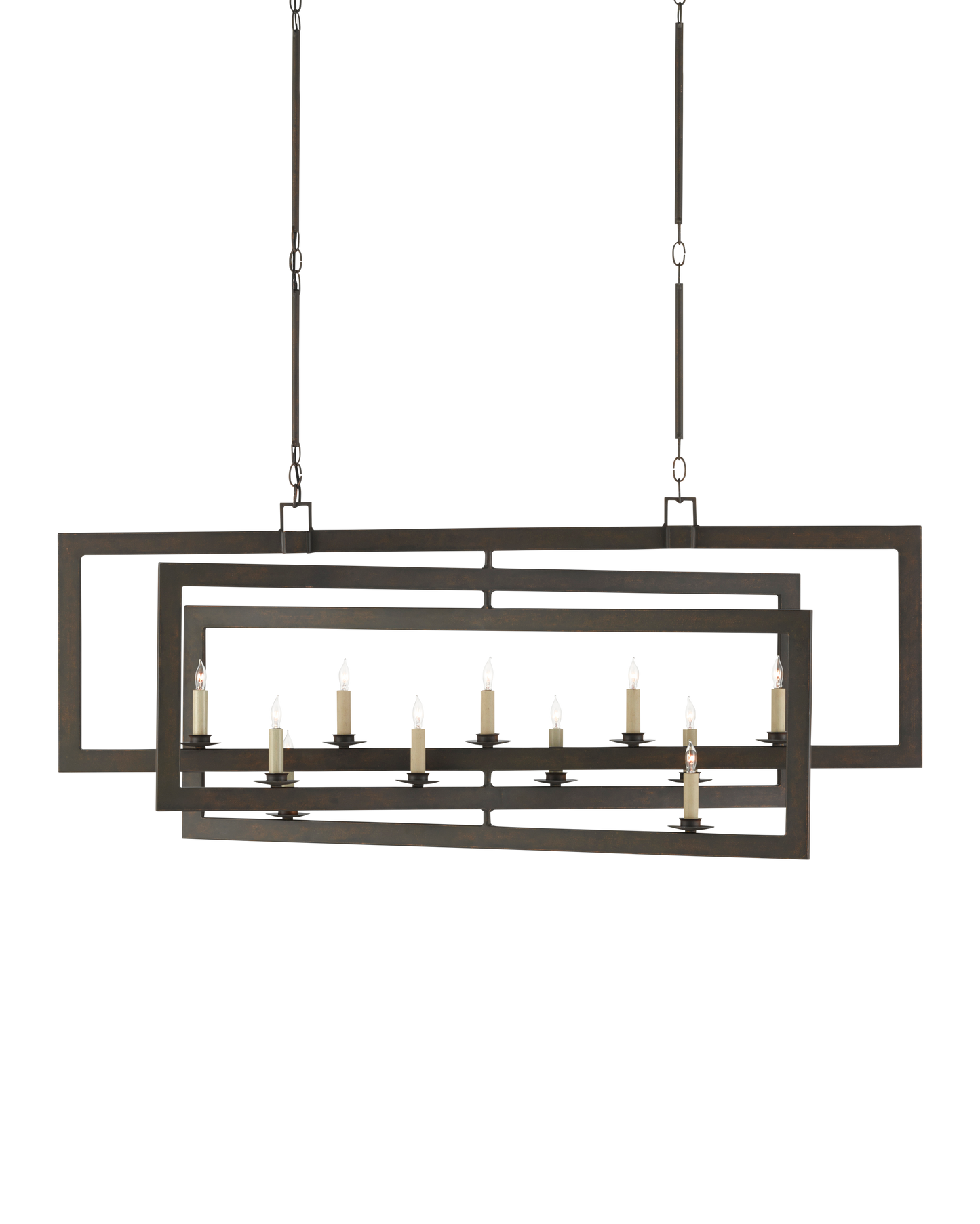 Middleton Rectangular Bronze Chandelier.