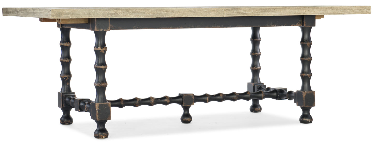 Ciao Bella 84in Trestle Table with 2-18in Leaves-Flaky White/Black.