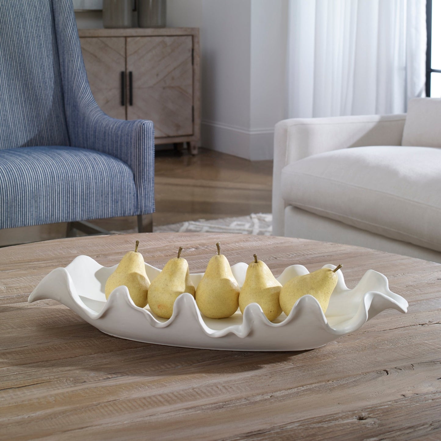 Ruffled Feathers Modern White Bowl.