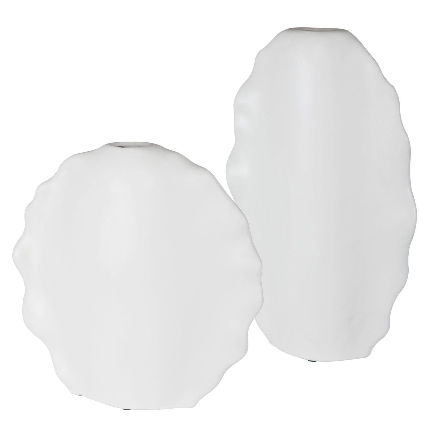 Ruffled Feathers Modern White Vases, S/2.