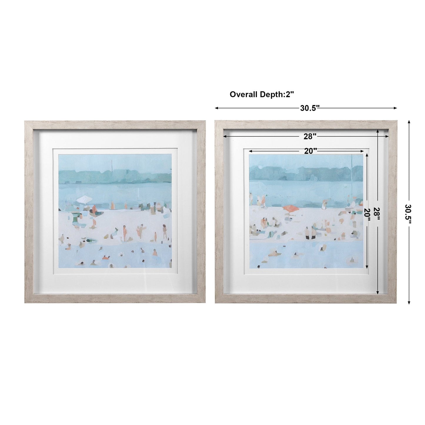 Sea Glass Sandbar Framed Prints, Set/2.