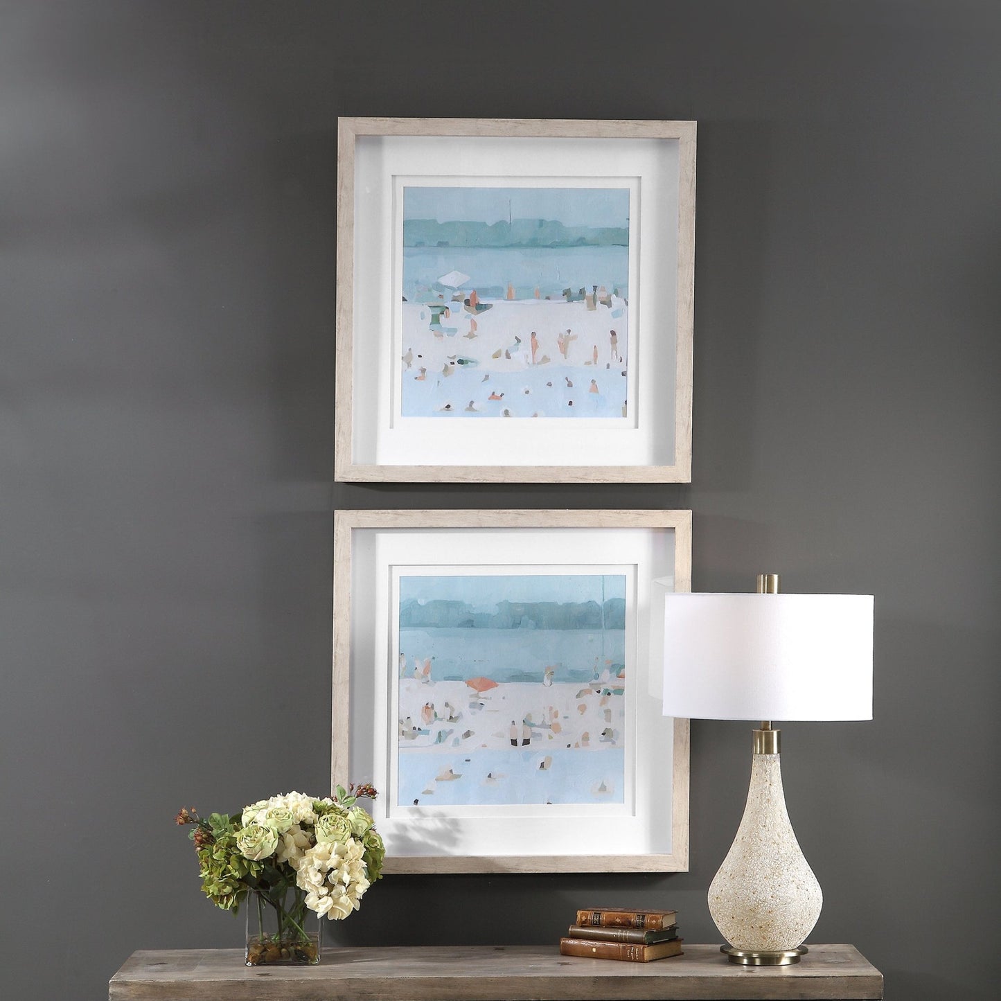 Sea Glass Sandbar Framed Prints, Set/2.