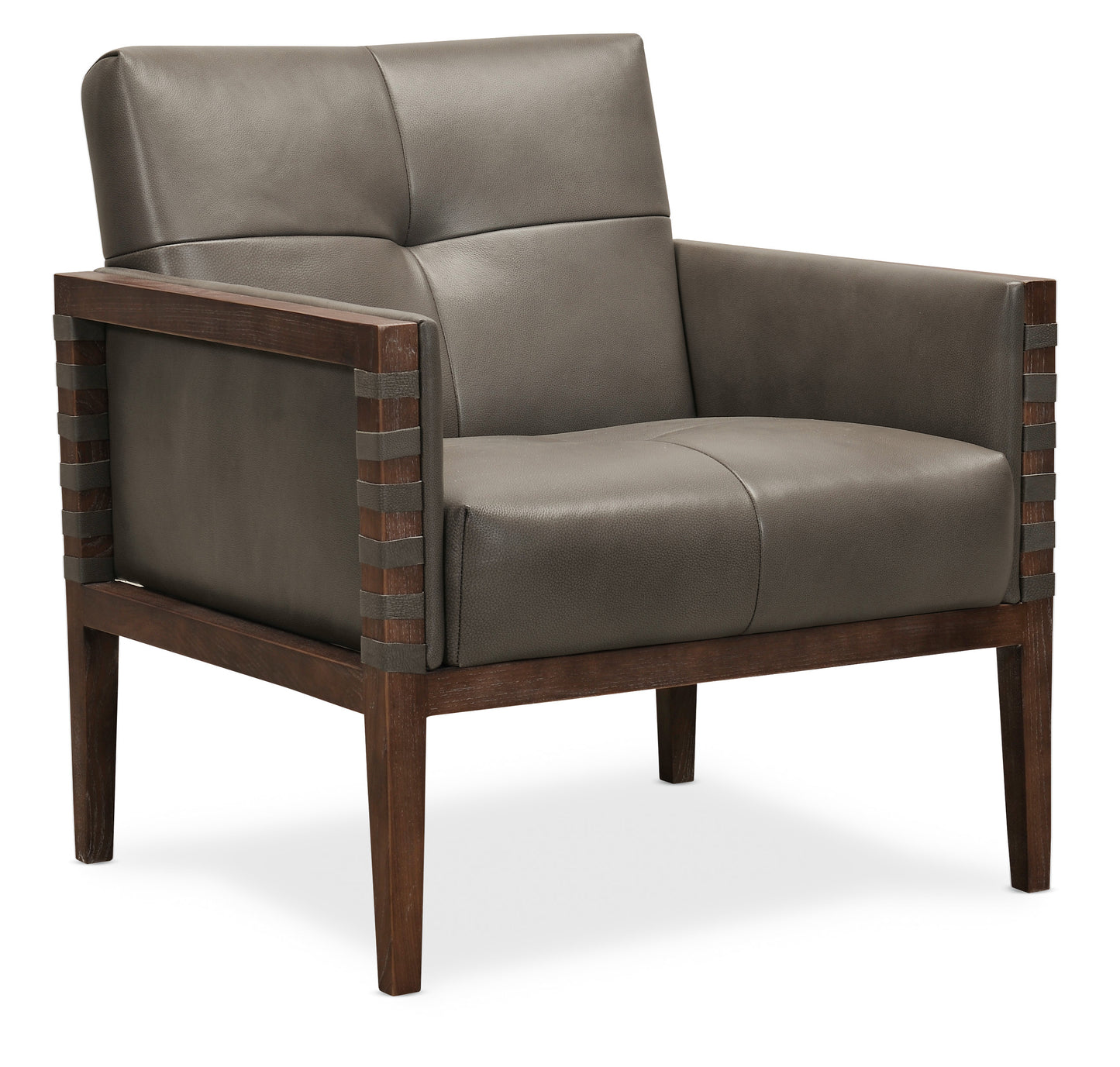 Carverdale Leather Club Chair with Wood Frame - Maddie Grey.