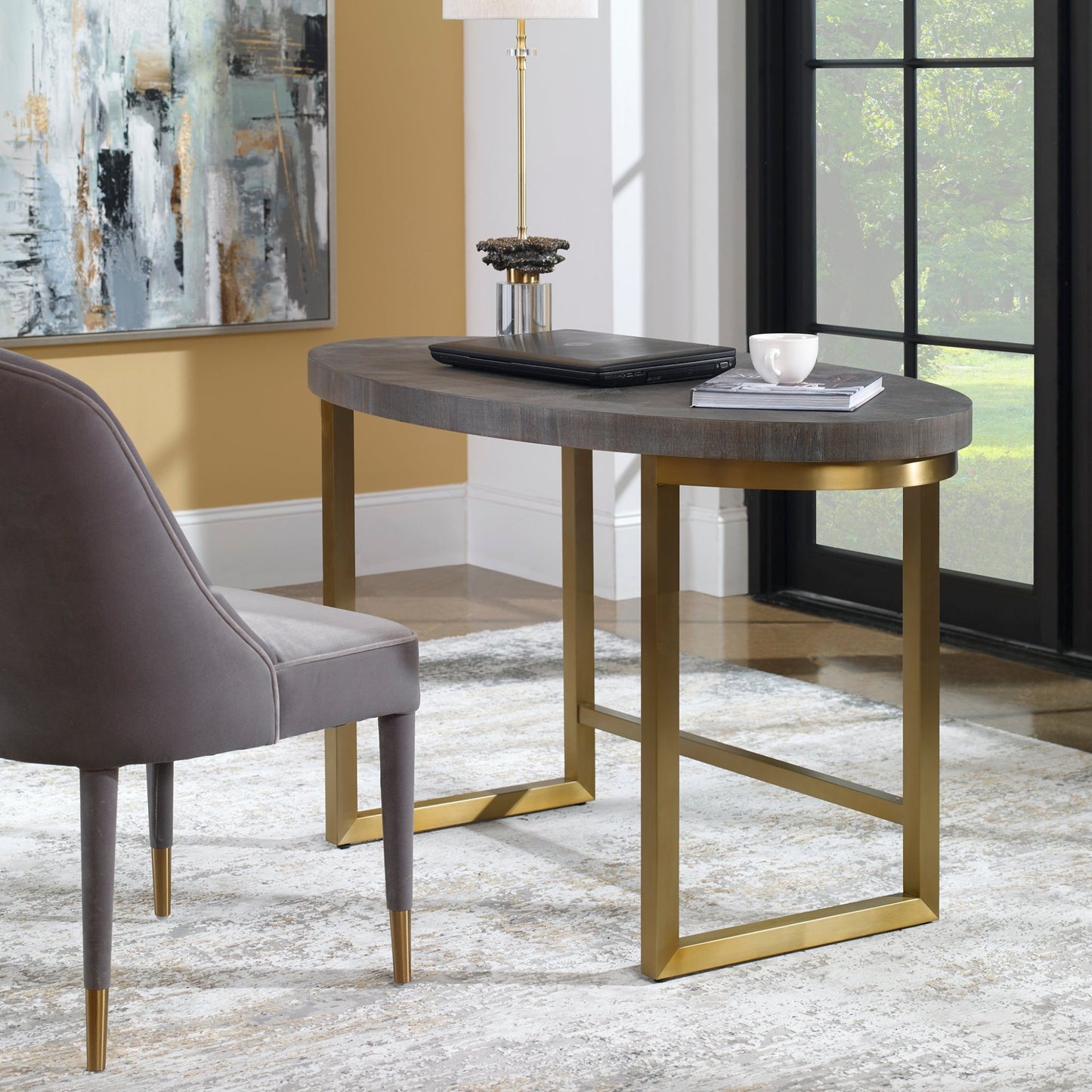 Taja Walnut Oval Desk.