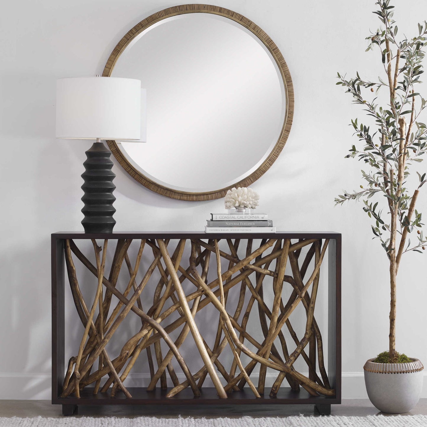 Teak Maze Console Table.