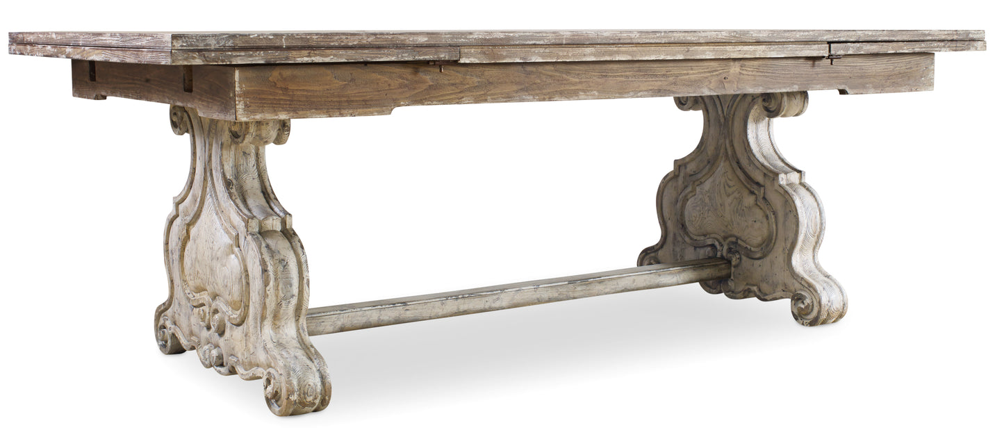 Chatelet Refectory Rectangle Trestle Dining Table with Two 22'' Leaves.