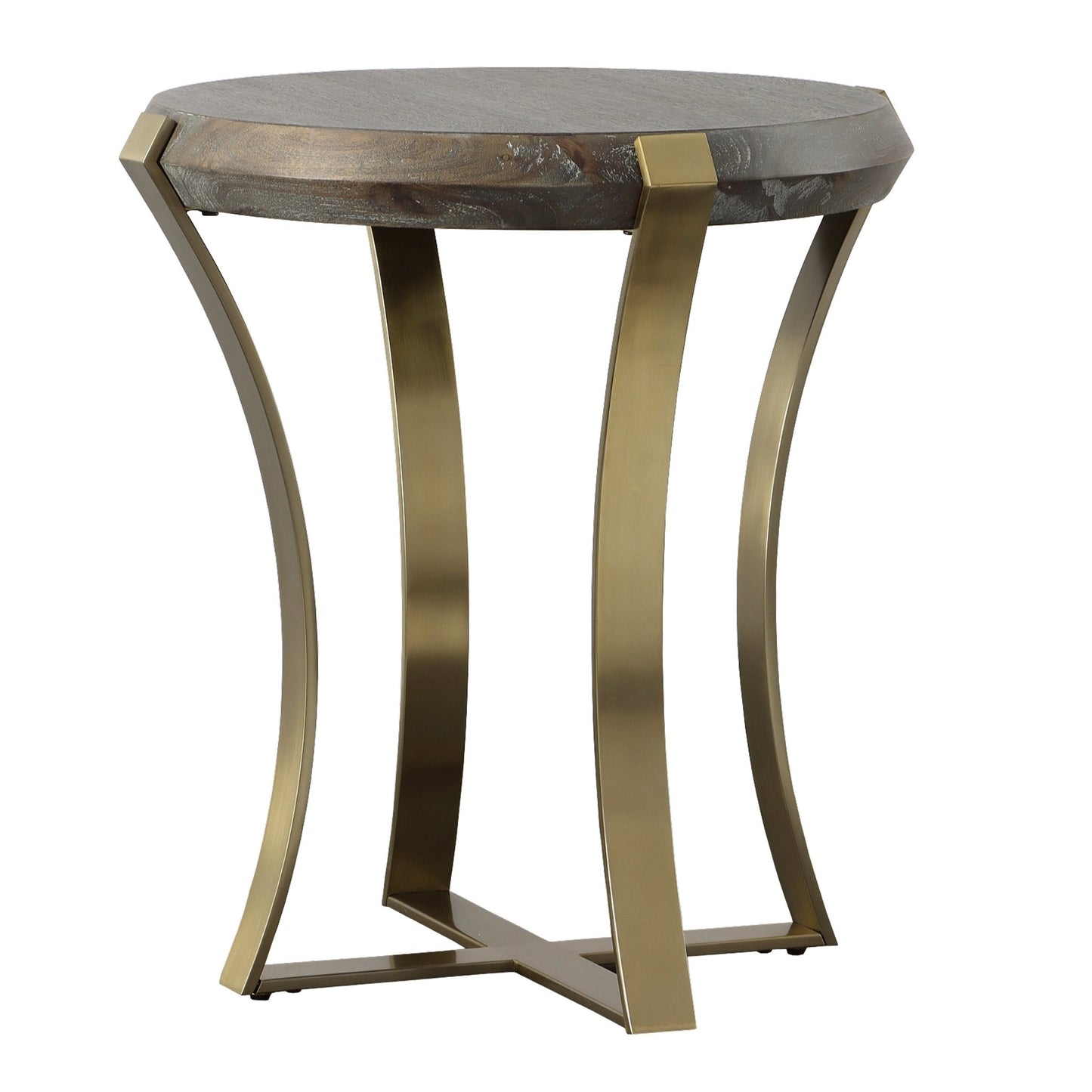 Unite Brass Leg Wood Side Table.
