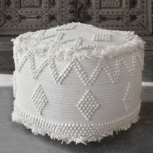 Uriah Ivory Pouf - #shop_name Benches & Ottomans & Stools