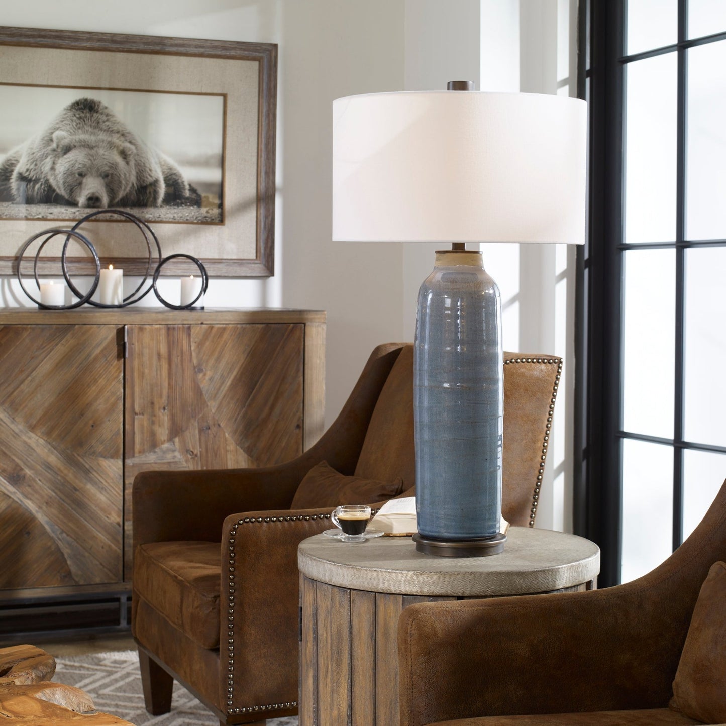 Vicente Slate Blue Table Lamp.
