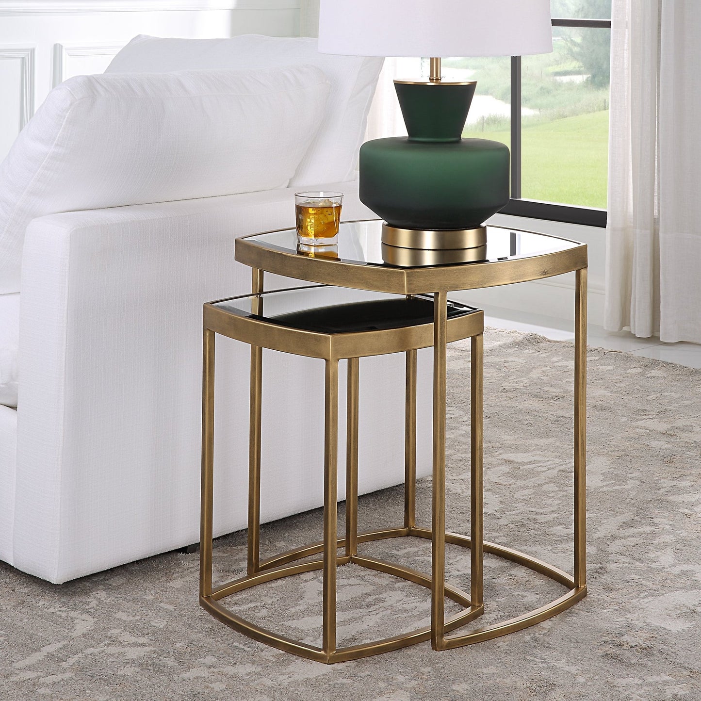 Vista Gold Nesting Tables, Set Of 2.